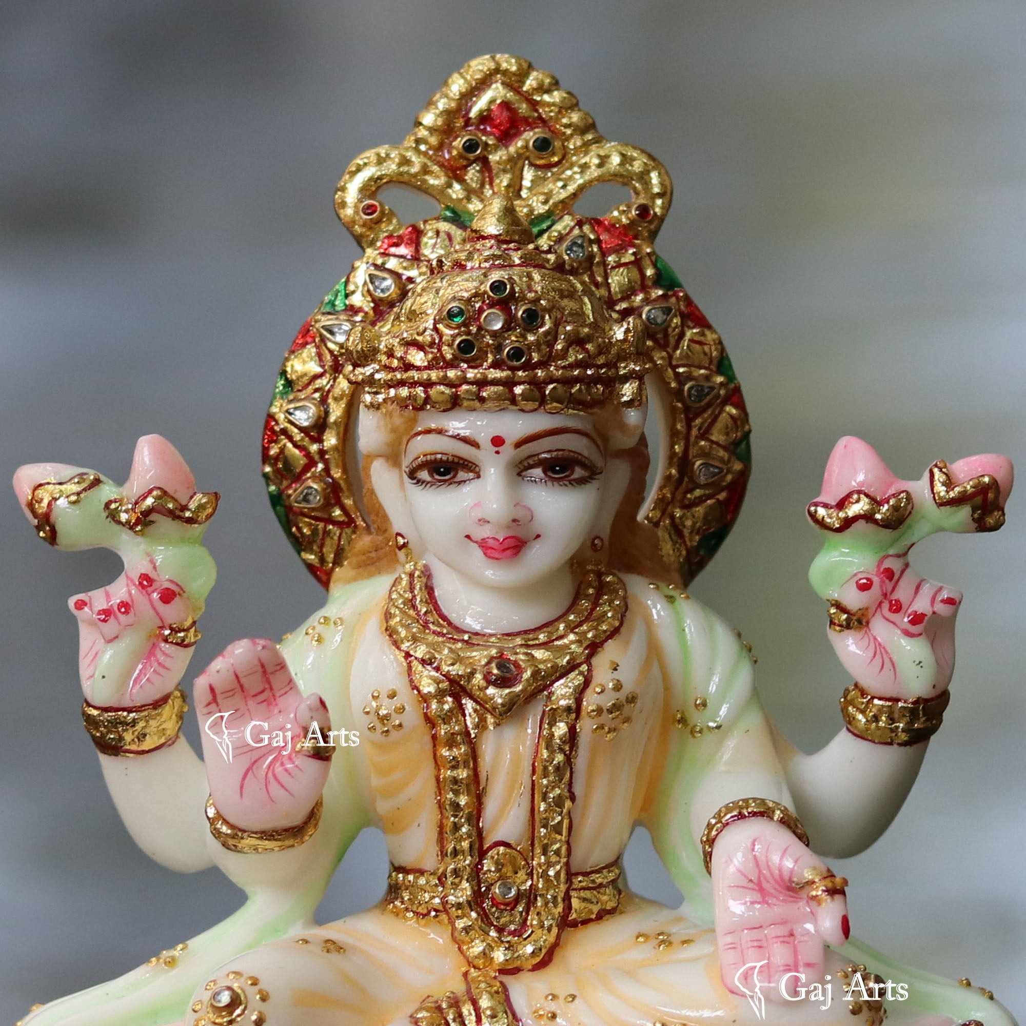 White Marble Lakshmi Mata Statue | 8 Inch