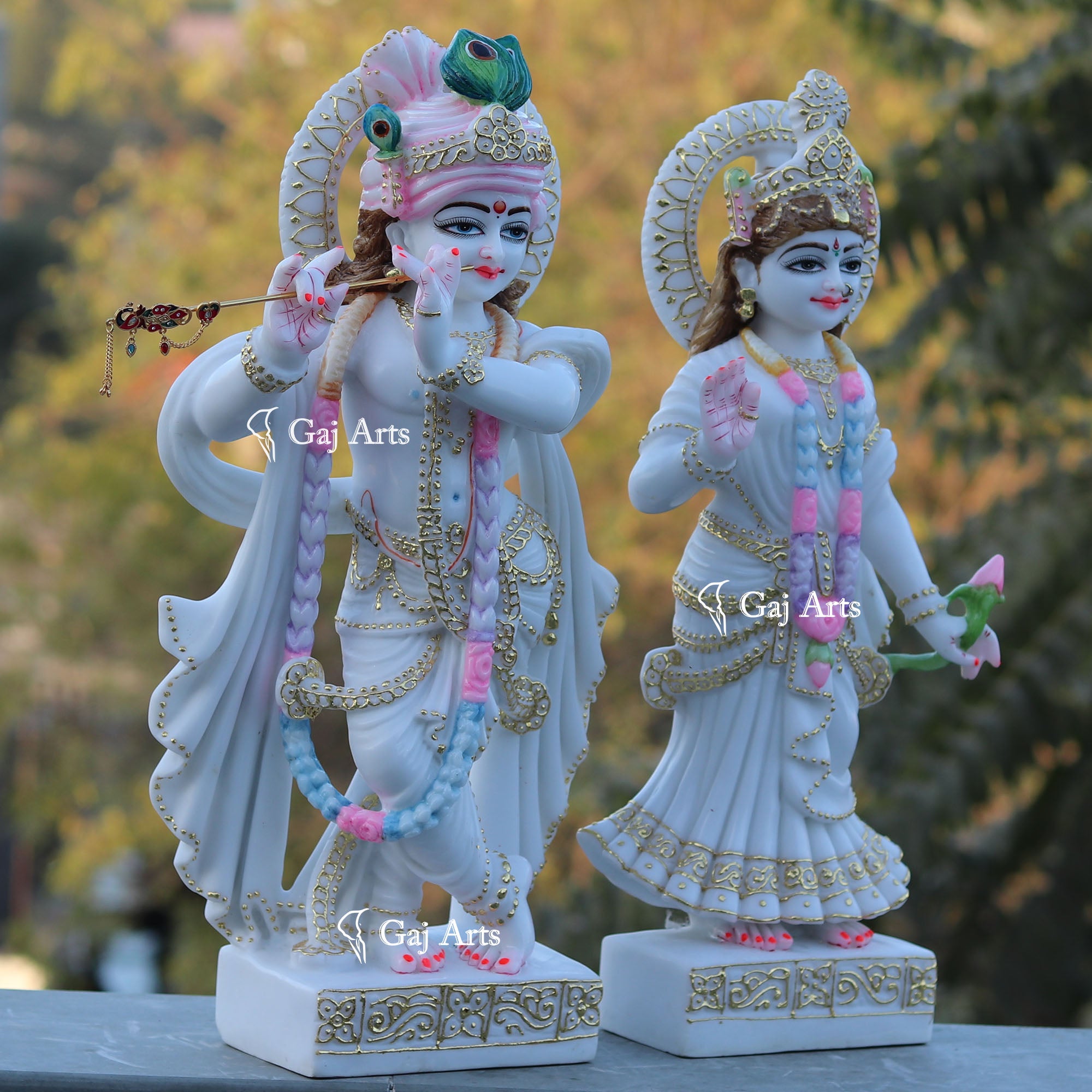 White Marble Ethiopia Radha Krishna Murti | 24 Inch