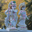 White Marble Ethiopia Radha Krishna Murti | 24 Inch