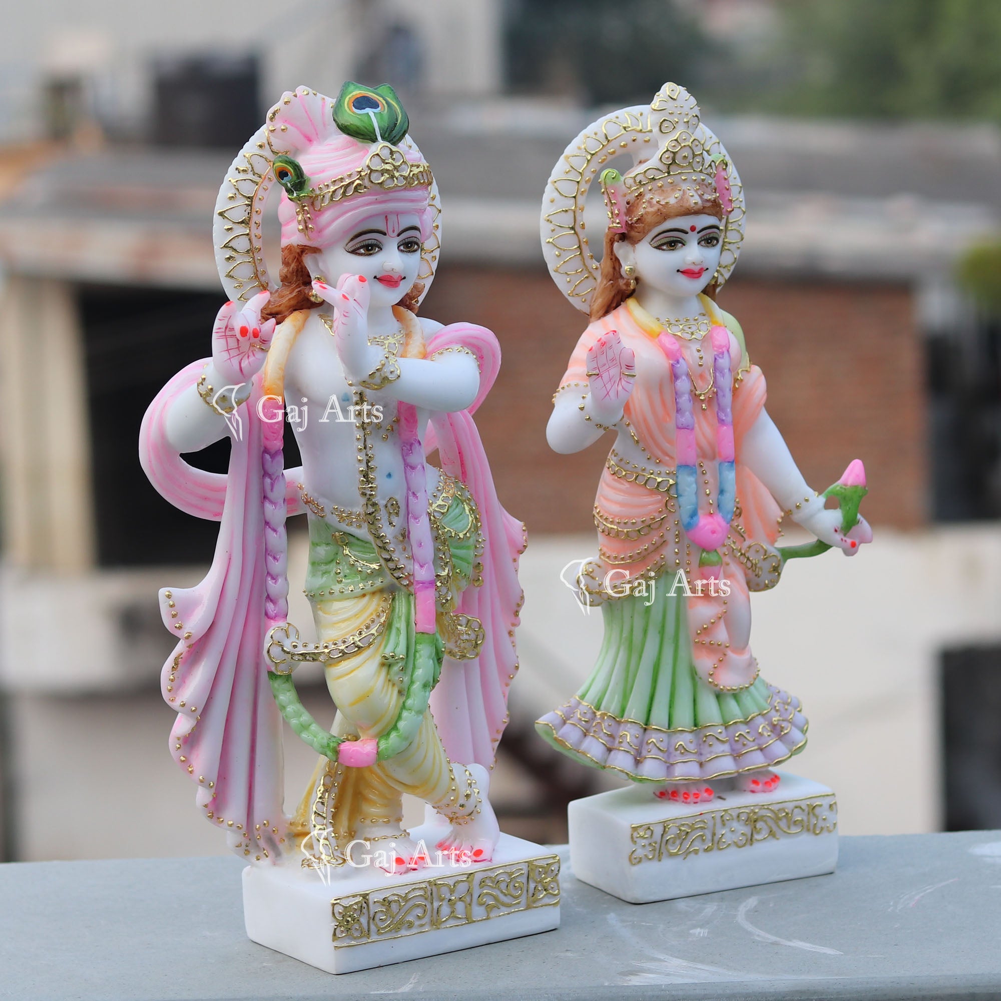 White Marble Radha Krishna Idol | 15 Inch