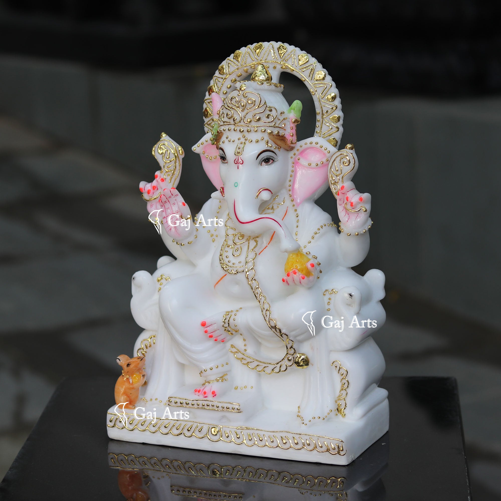 White Marble Ethiopia Ganesh Idol | 15 Inch