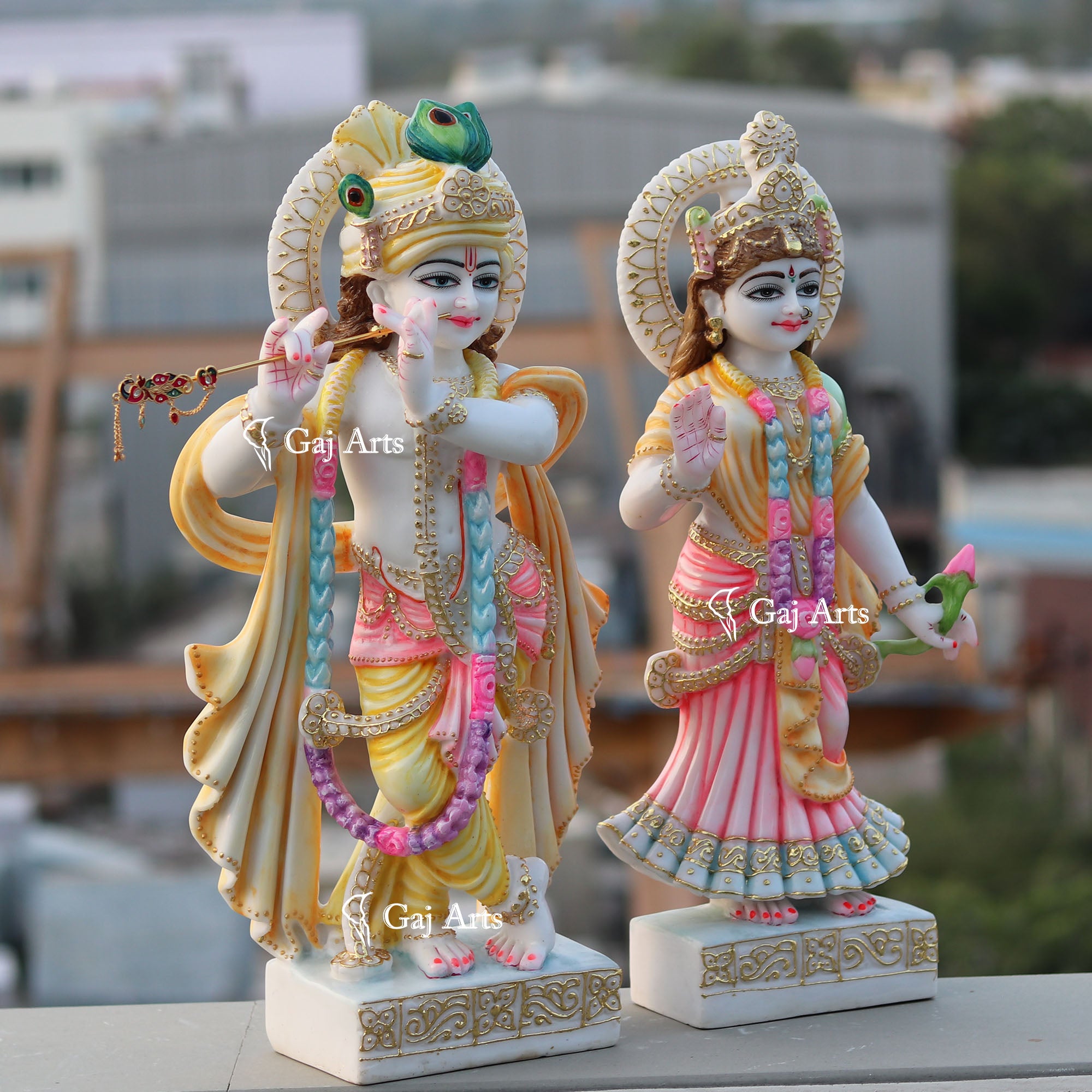 White Marble Ethiopia Radha Krishna Idol | 24 Inch