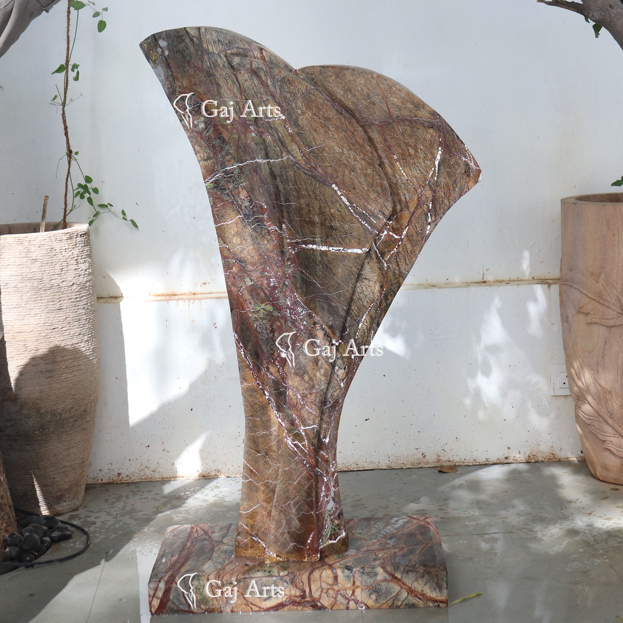 Dark Marble Abstract Modern Sculpture | 48 Inch