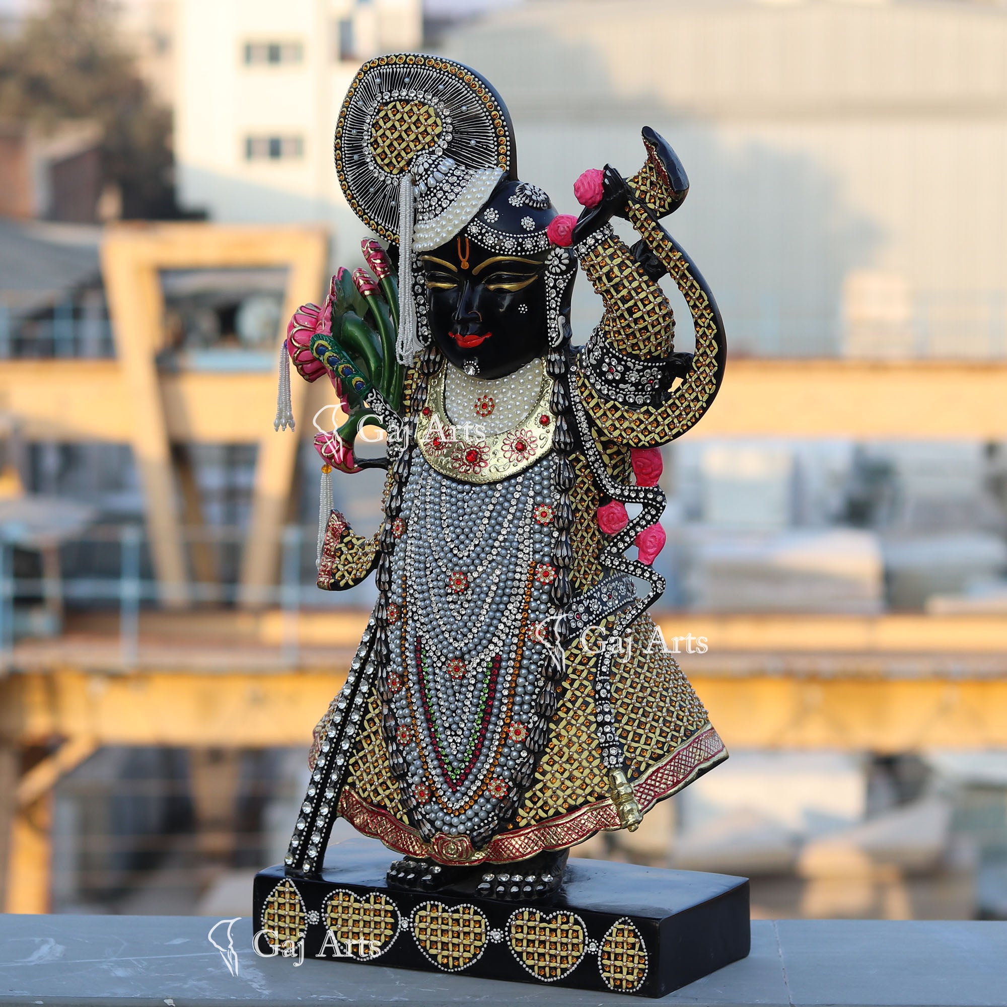 Black Marble Shreenath Ji Statue | 24 Inch