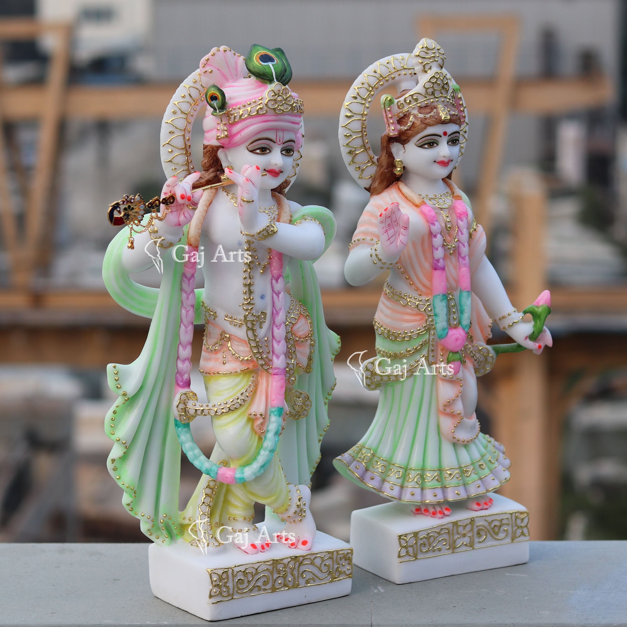 White Marble Ethiopia Radha Krishna Idol | 18 Inch