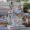 White Marble Ethiopia Radha Krishna Jodi Idol | 27 Inch