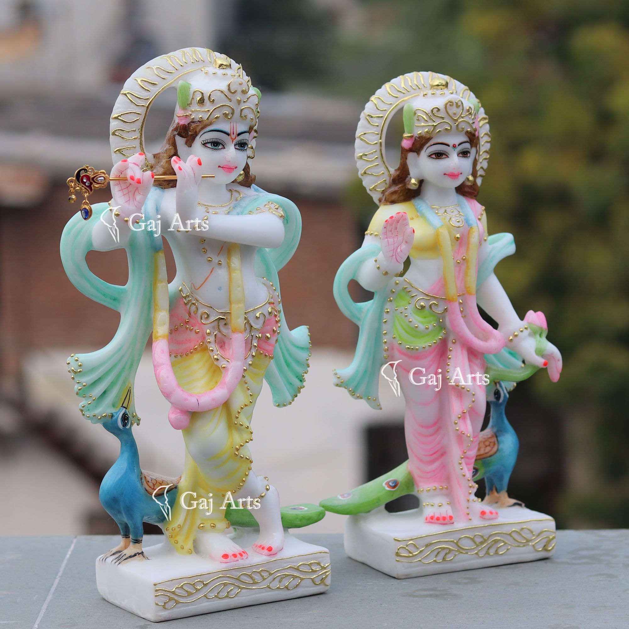 White Marble Radha Krishna Idol | 12 Inch