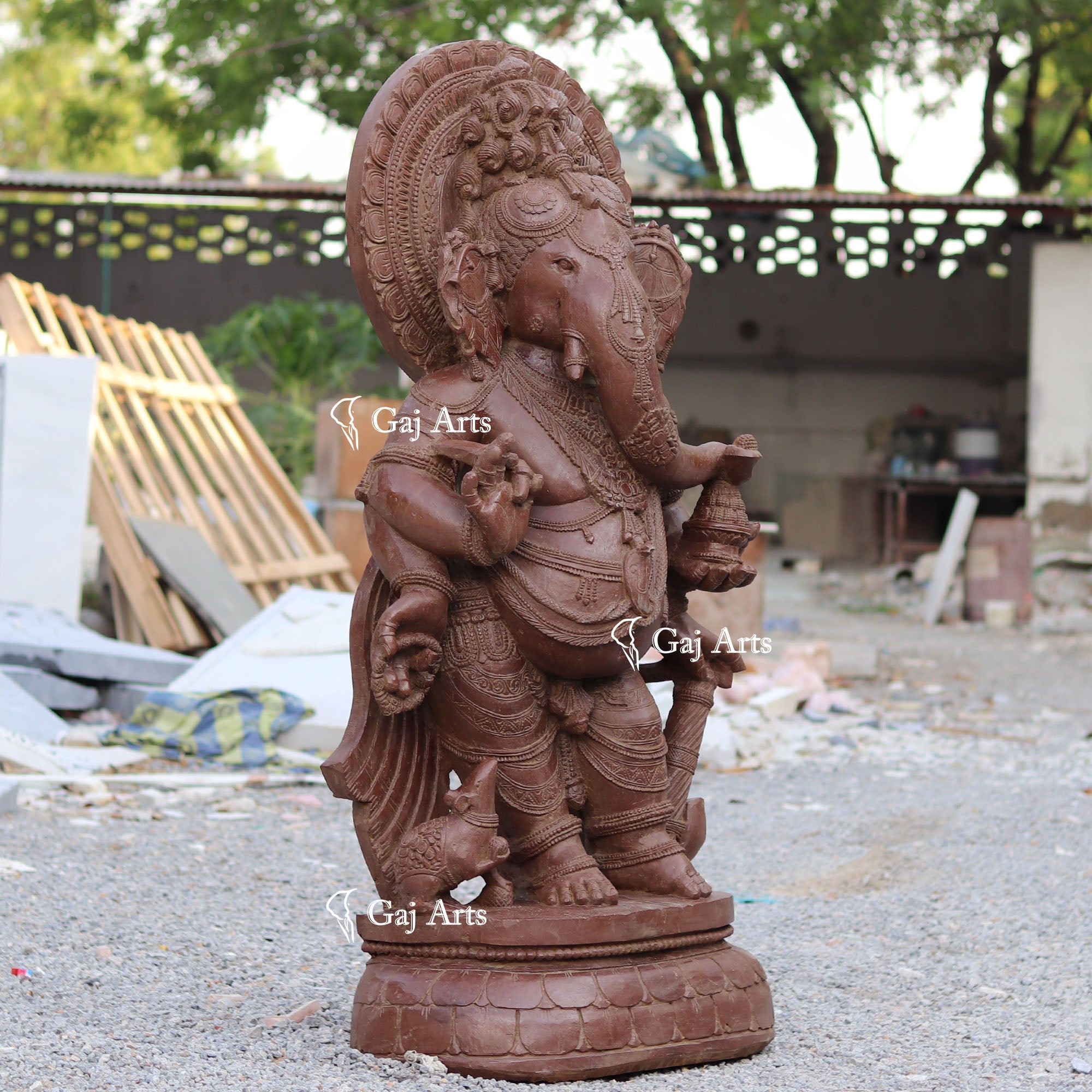 Sandstone Ganesh Statue | 60 Inch