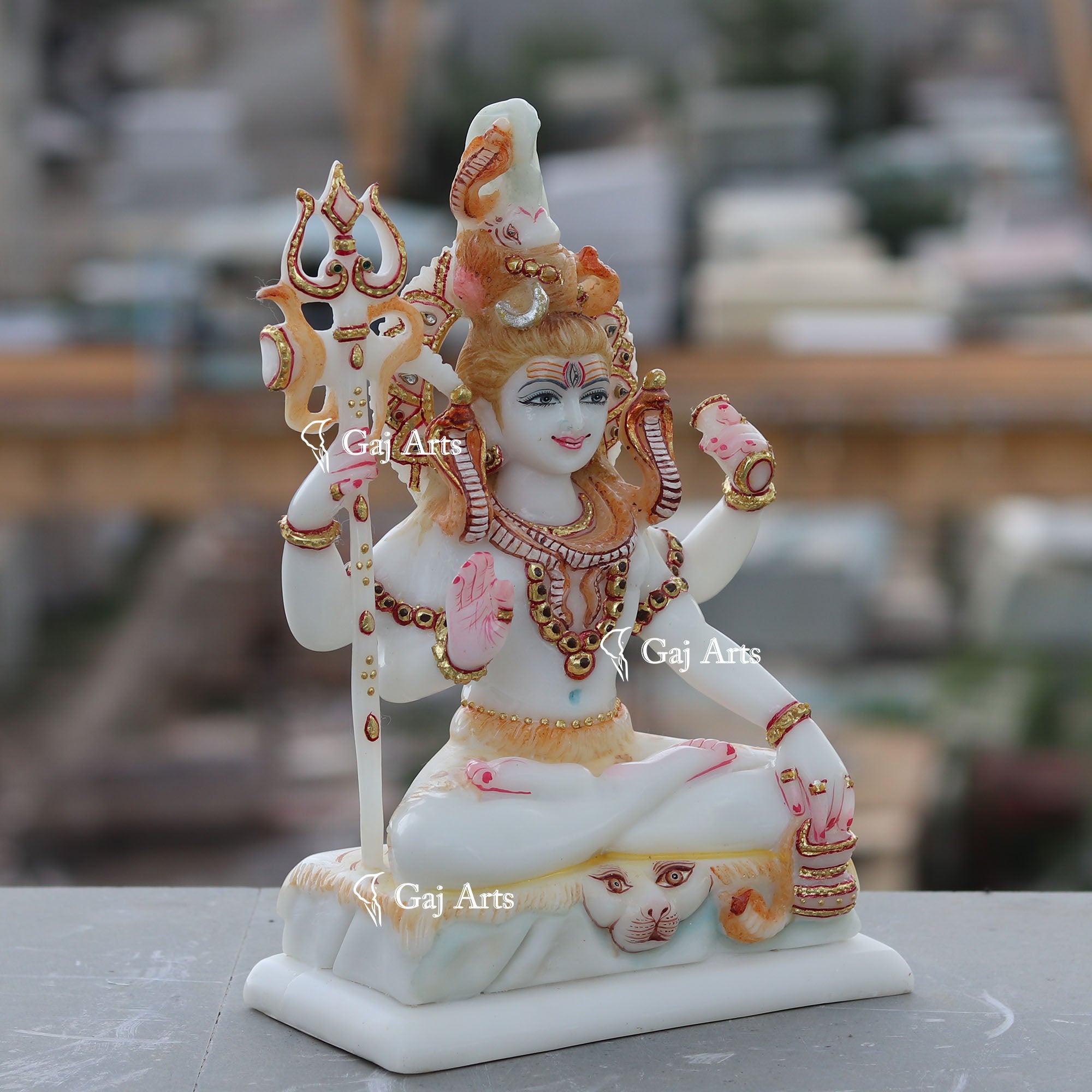 White Ethiopia  Marble Lord Shiva Statue | 10 Inch