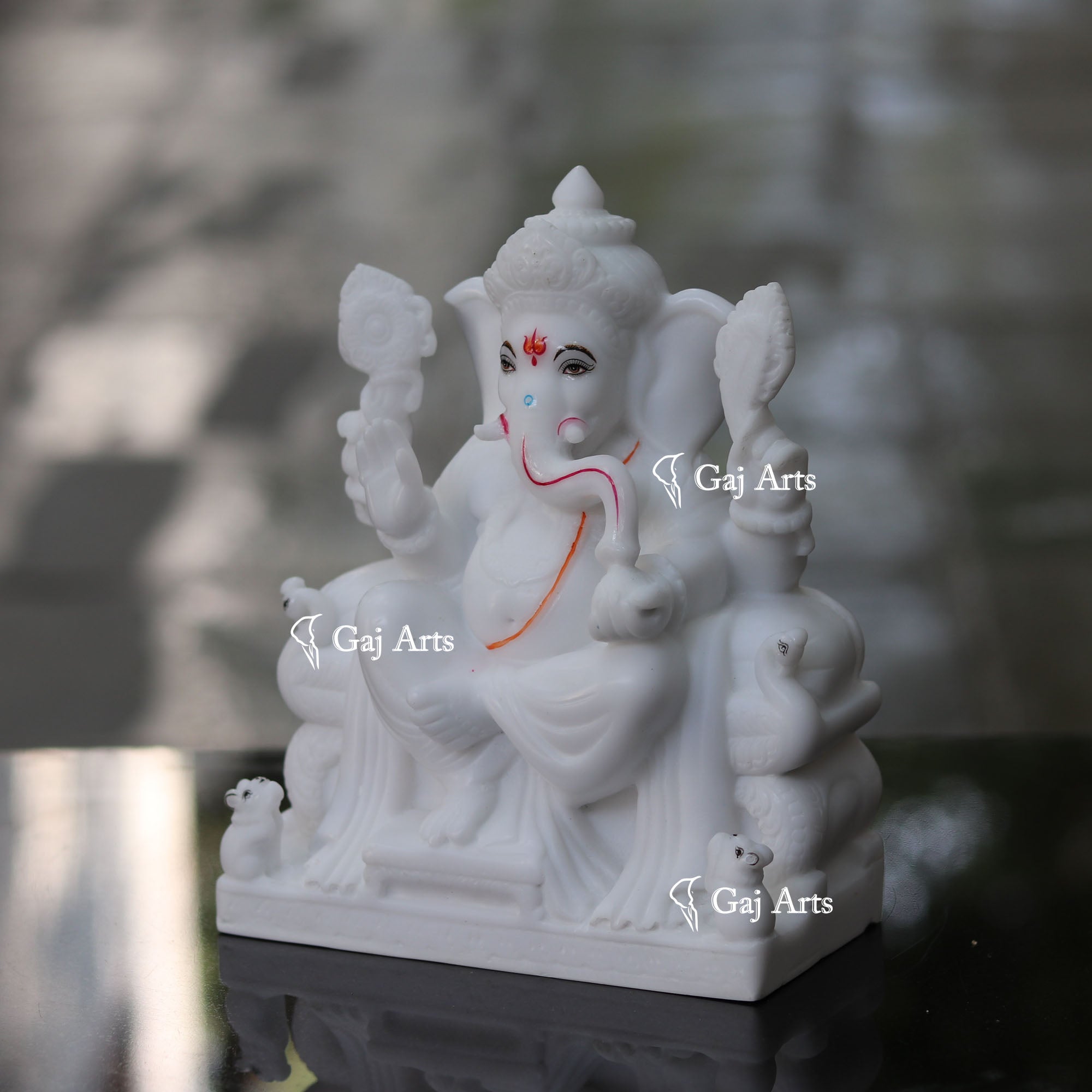 White Marble Ganesh Statue | 9 Inch