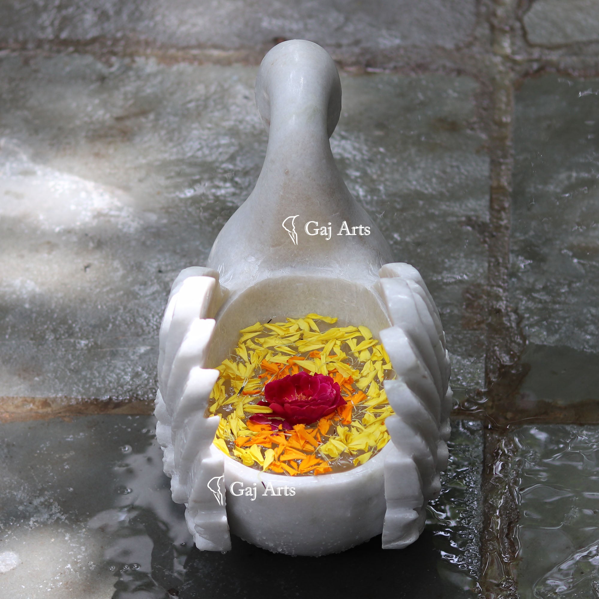 White Marble Decorative Planter | 15 Inch