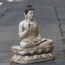 White  Buddha Statue Antique Finish | 24 Inch