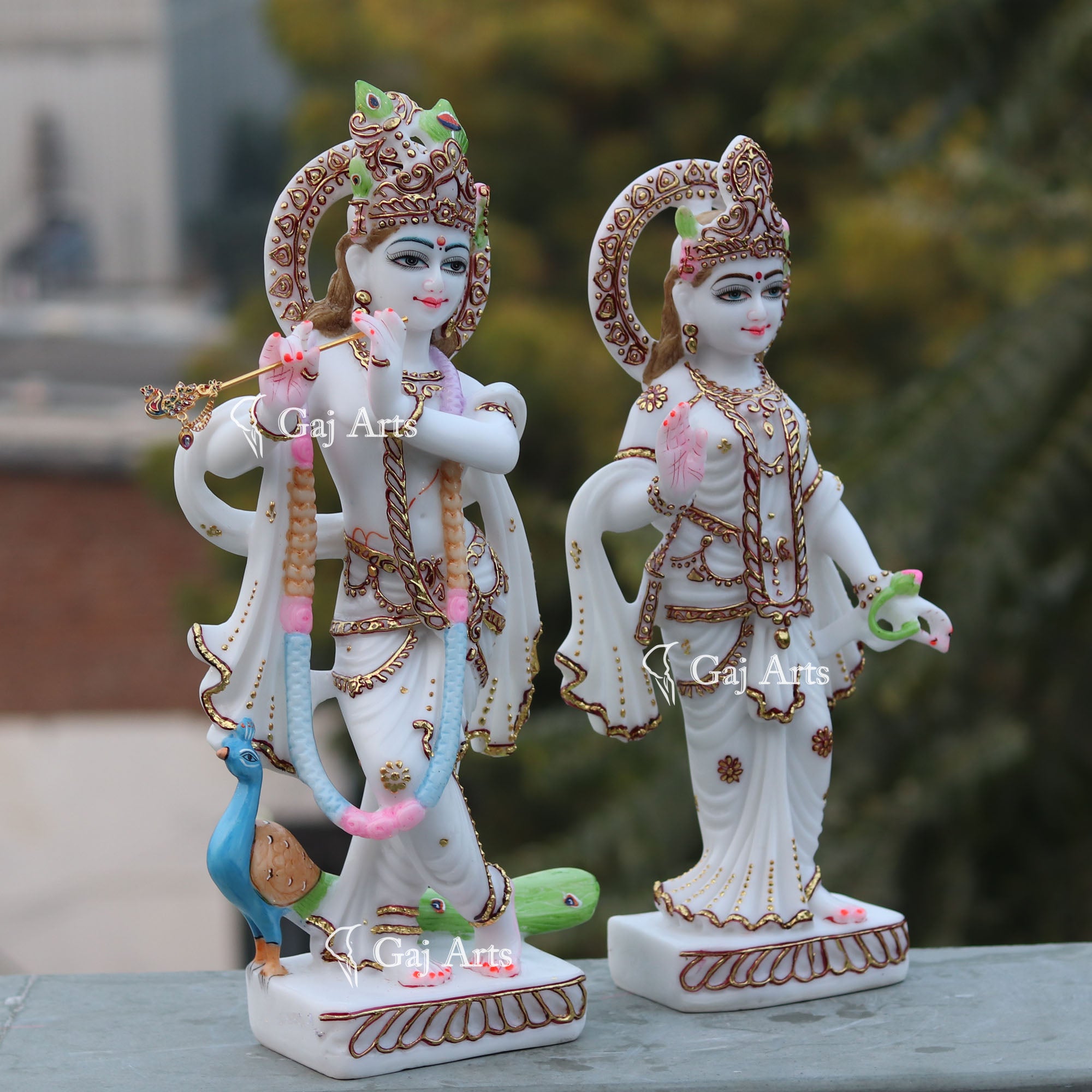 White Marble Ethiopia Radha Krishna Idol | 18 Inch