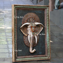 White Antique Finish  Elephant Face Wall Panel | 48 Inch