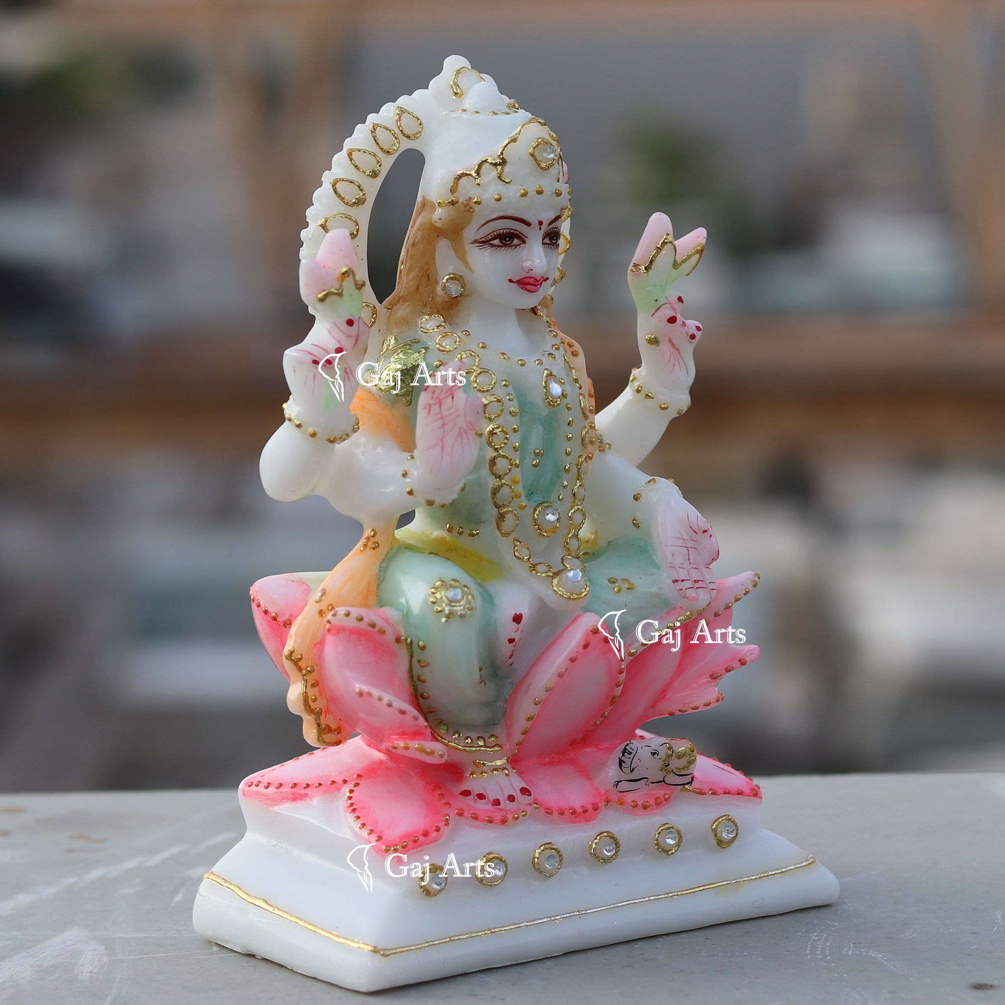 White Marble Lakshmi Mata Murti | 6 Inch