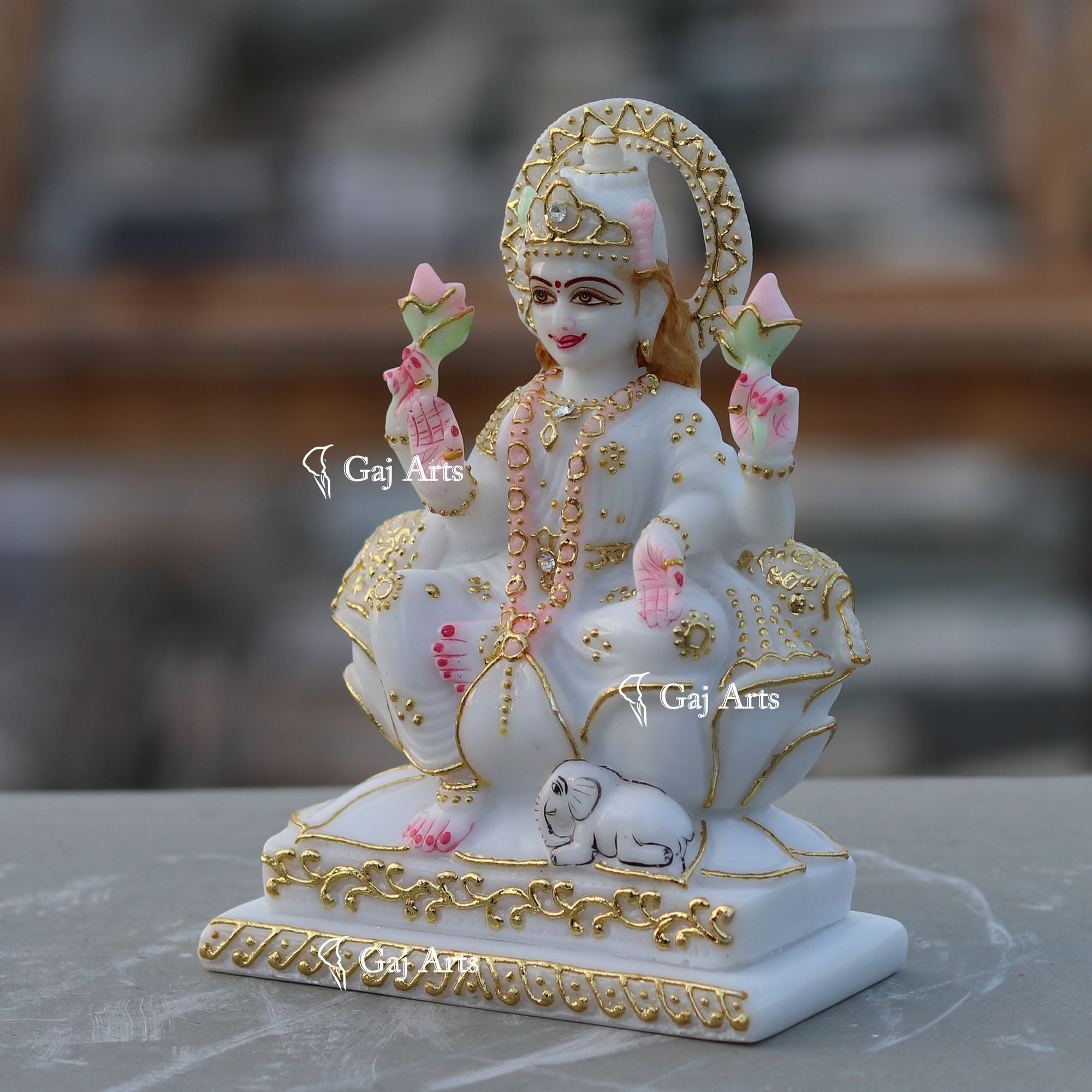 White Marble Lakshmi Mata Statue | 7 Inch