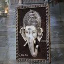 White Korean Marble Ganpati Wall Panel Silver Art | 48 Inch
