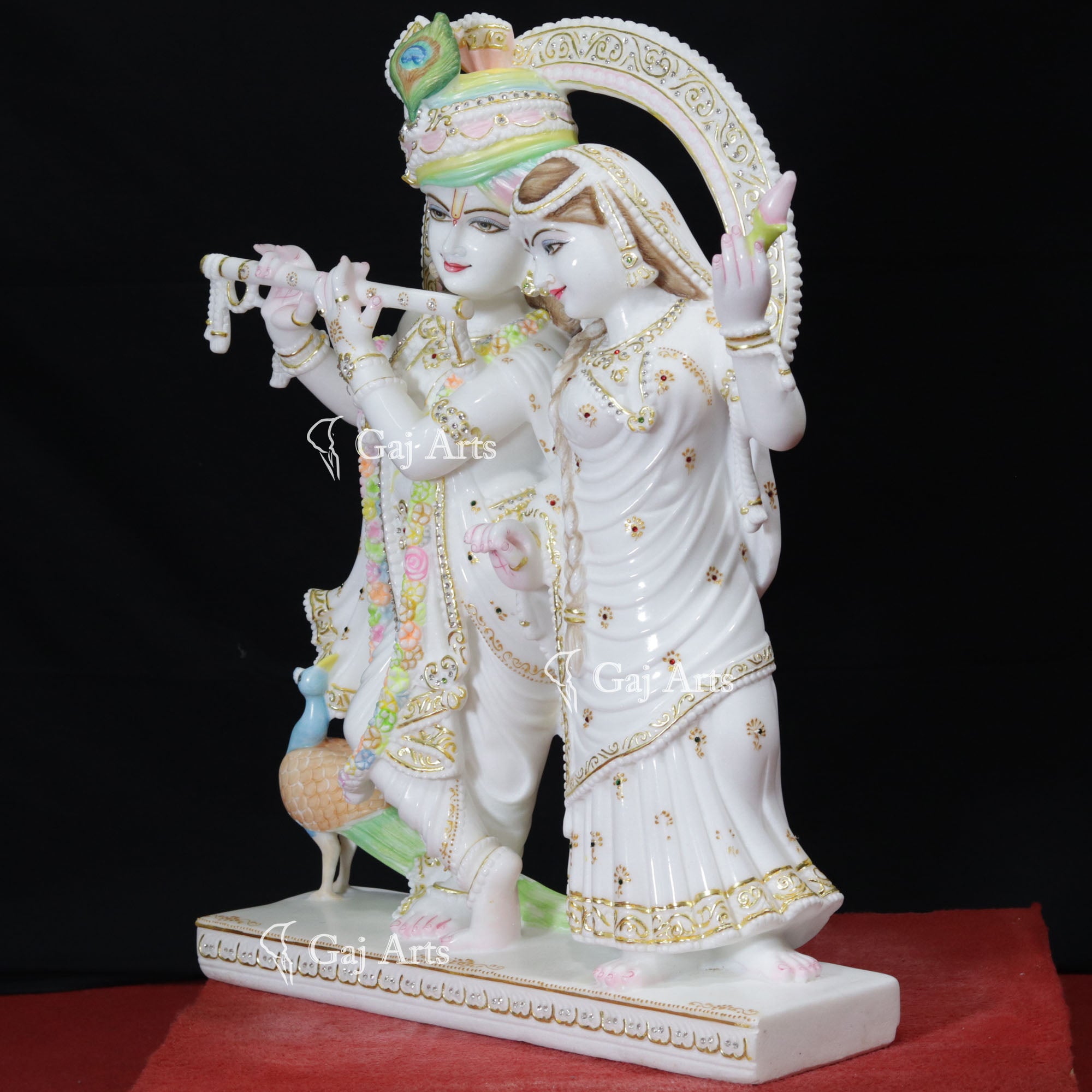 White Marble Radha Krishna Jugal Jodi Idol | 27 Inch