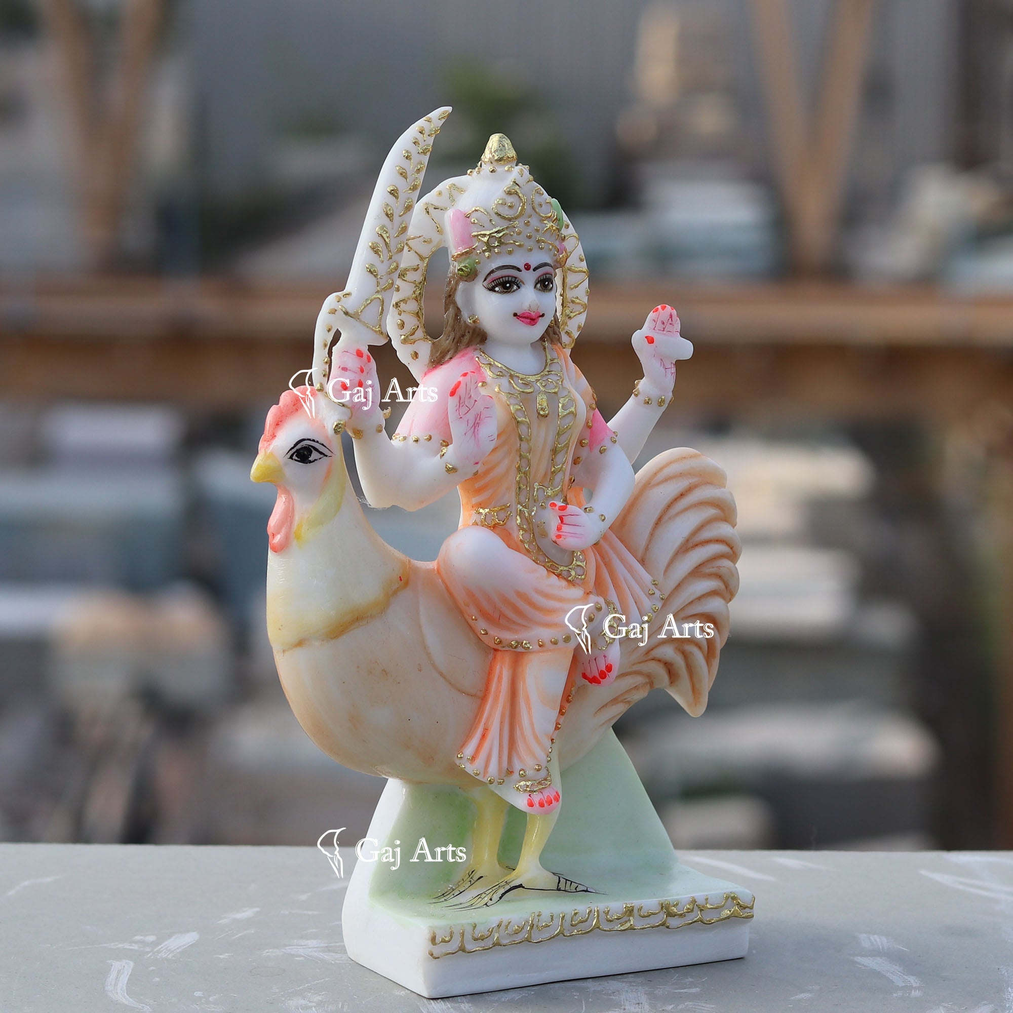 White Marble Bahu Charni Mata Idol | 9 Inch