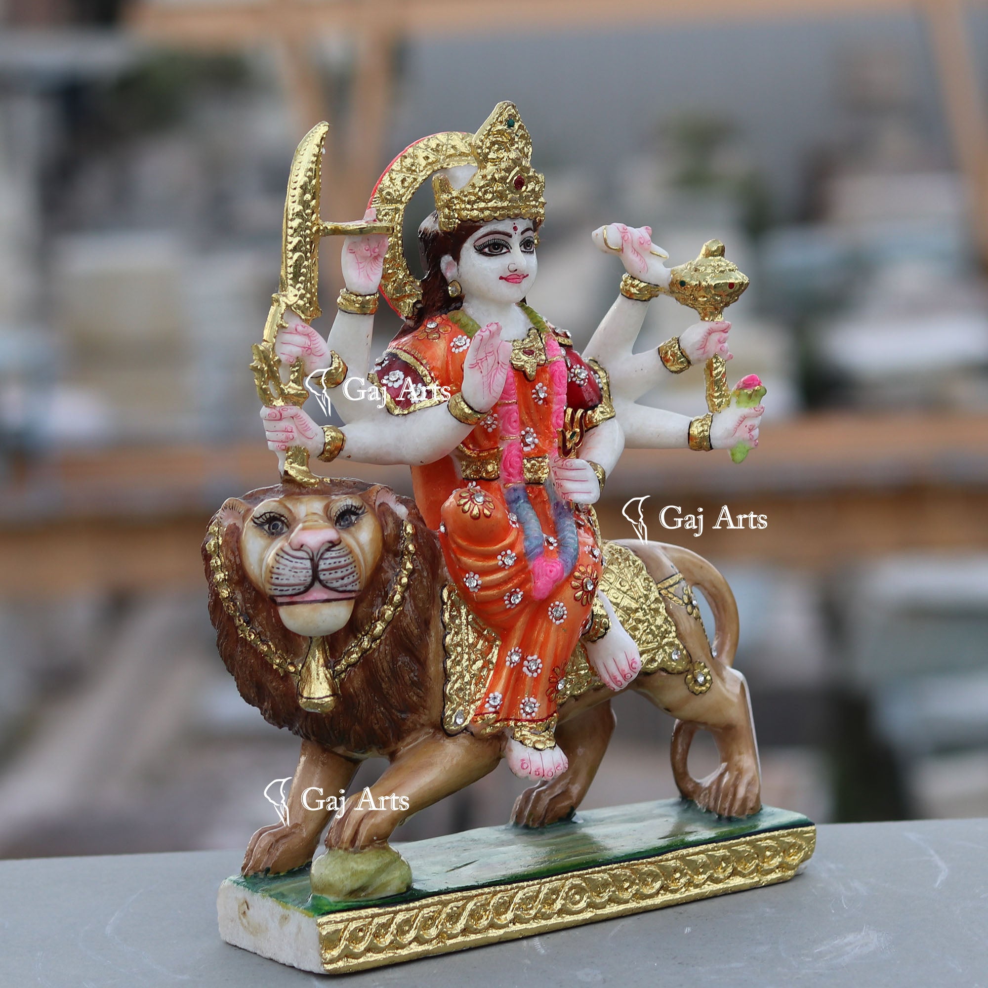 White Marble Durga Maa Idol | 12 Inch