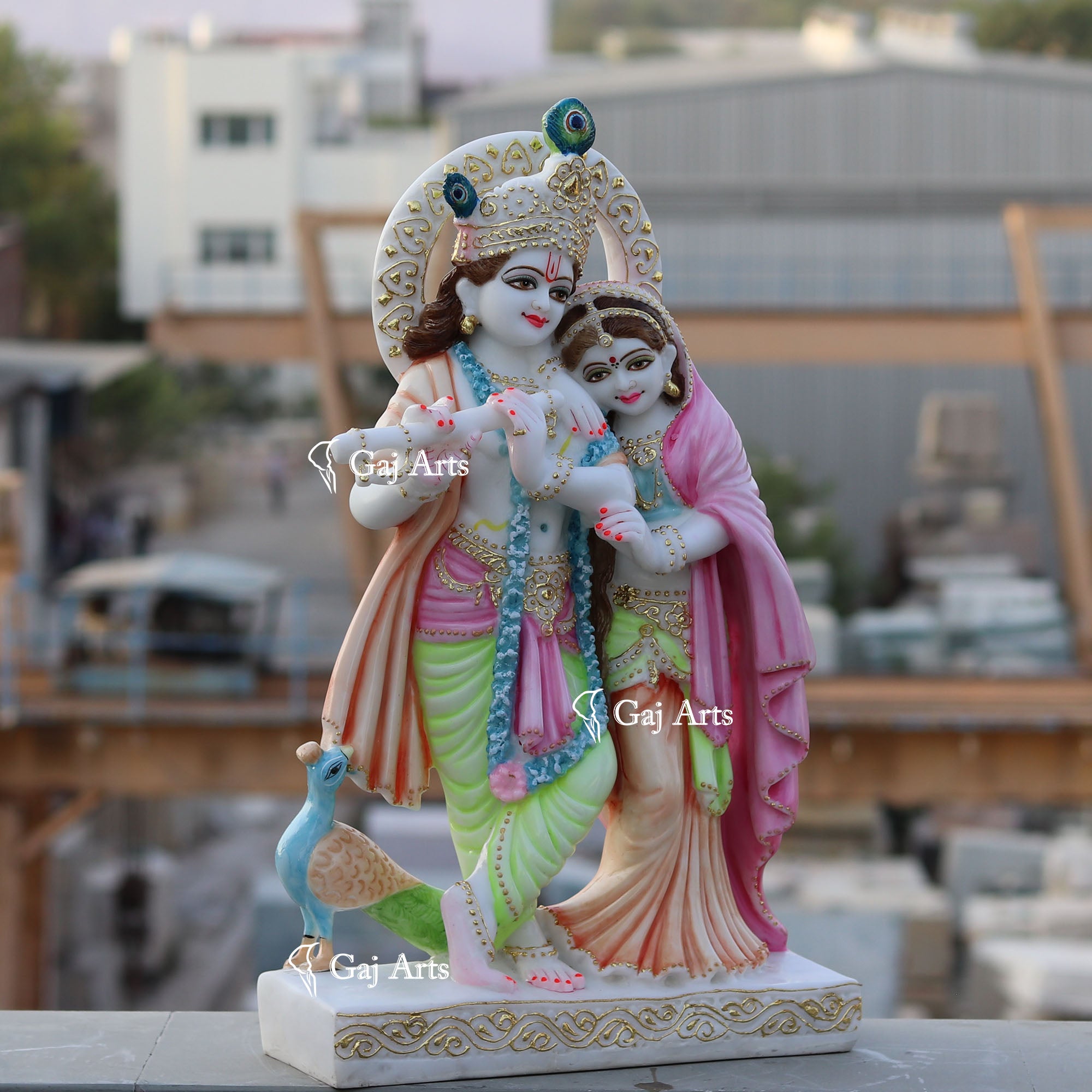 White Marble Ethiopia Radha Krishna Idol | 24 Inch