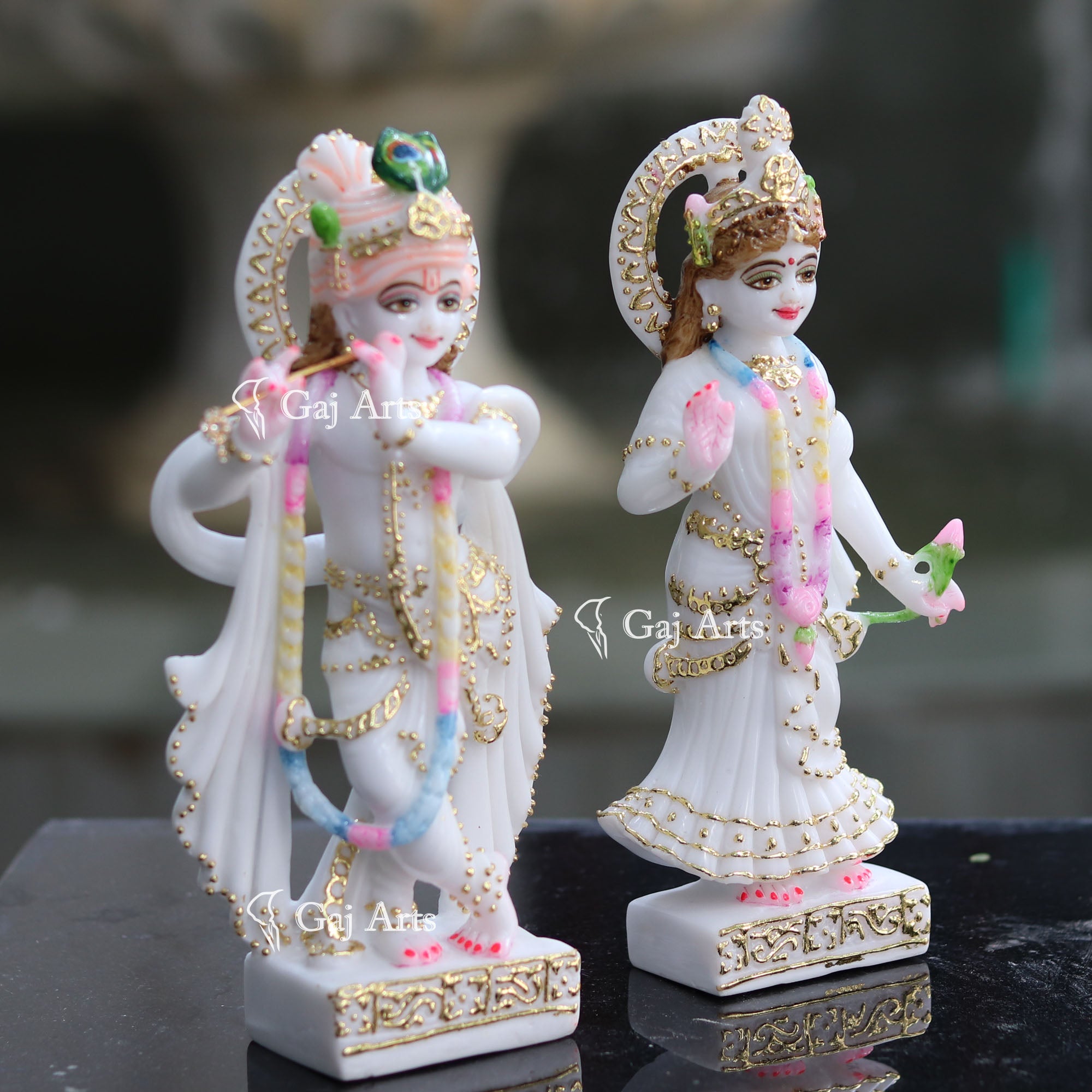 White Marble Radha Krishna Idol | 9 Inch