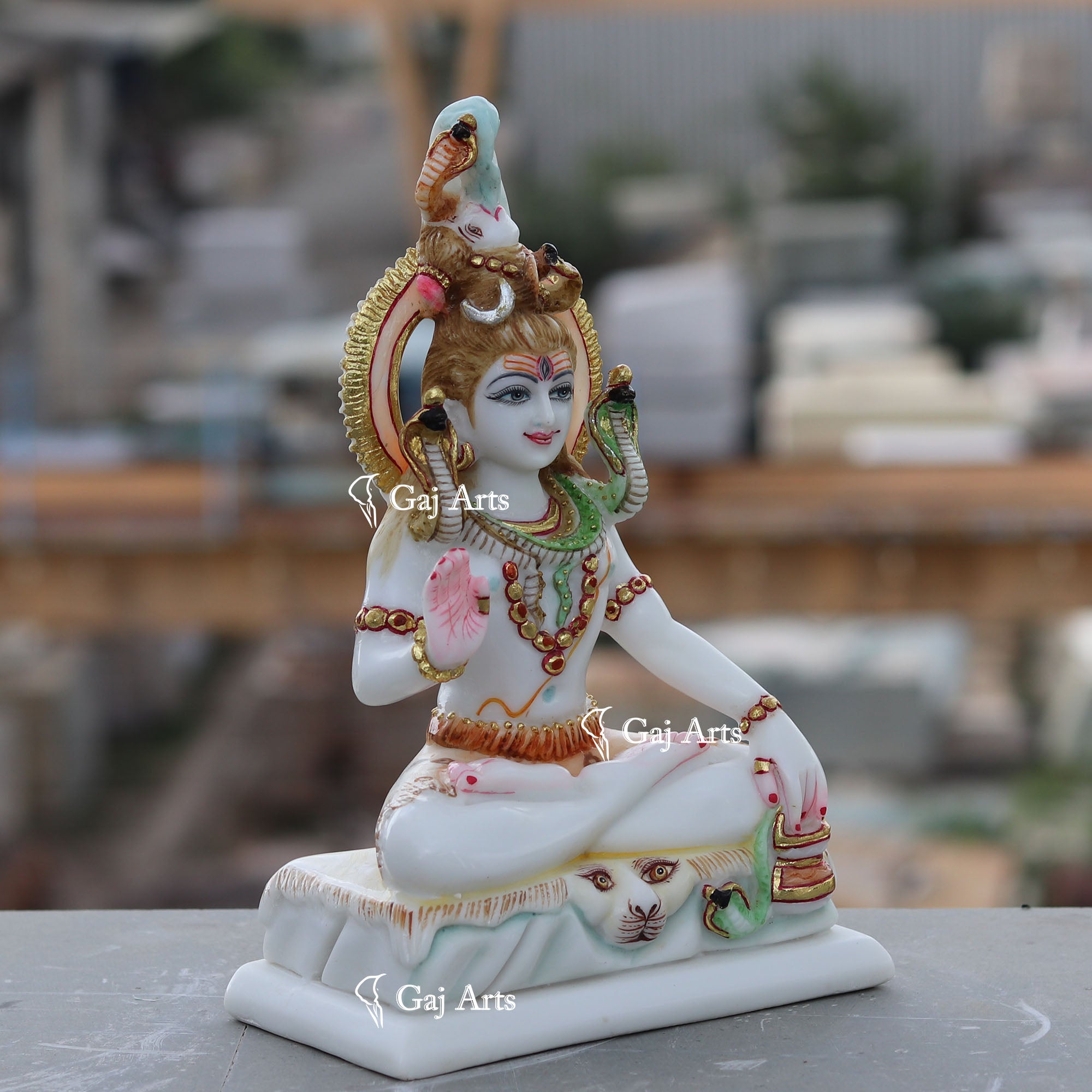 White Ethiopia  Marble Lord Shiva Statue | 10 Inch