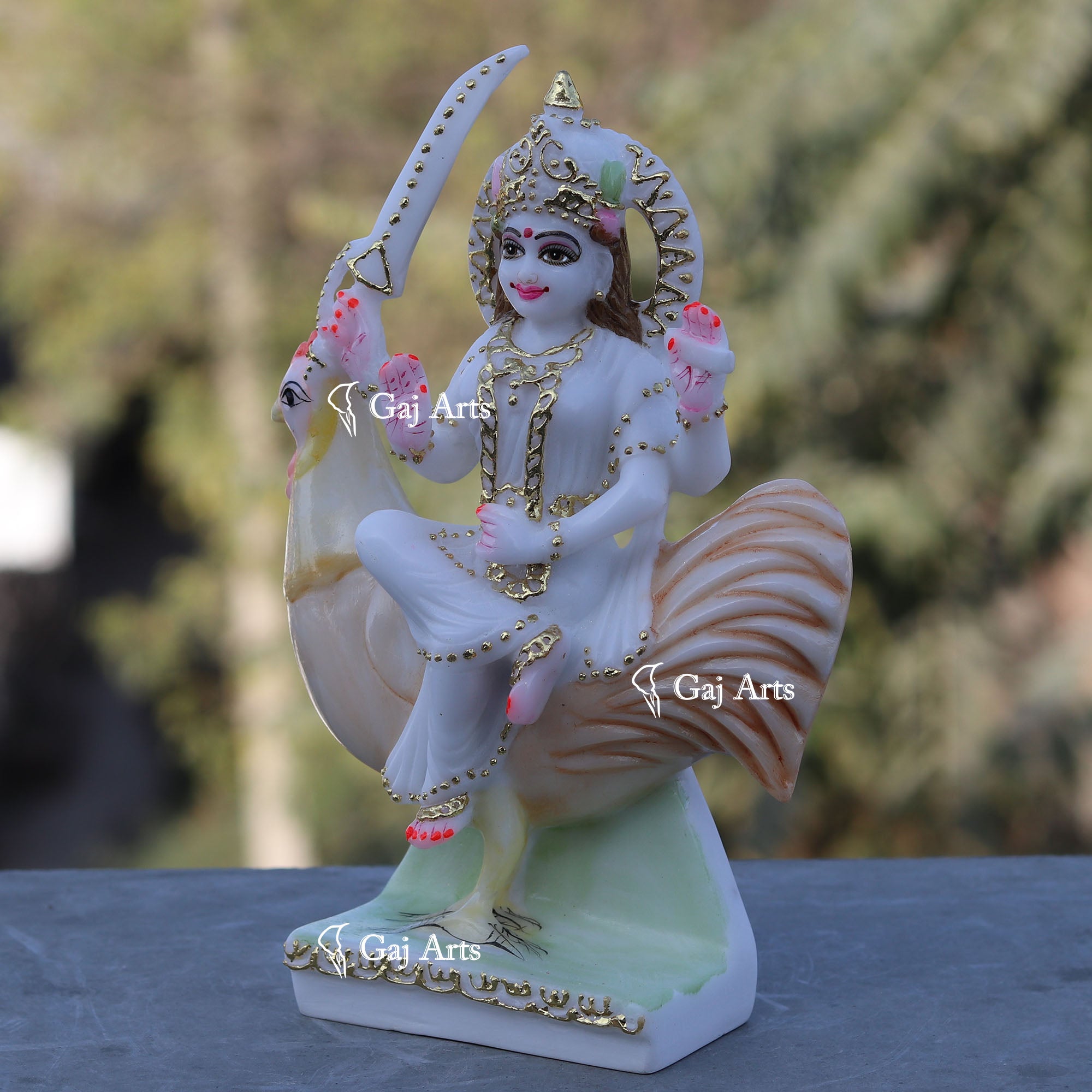 White Marble Bahu Charni Mata Idol | 9 Inch