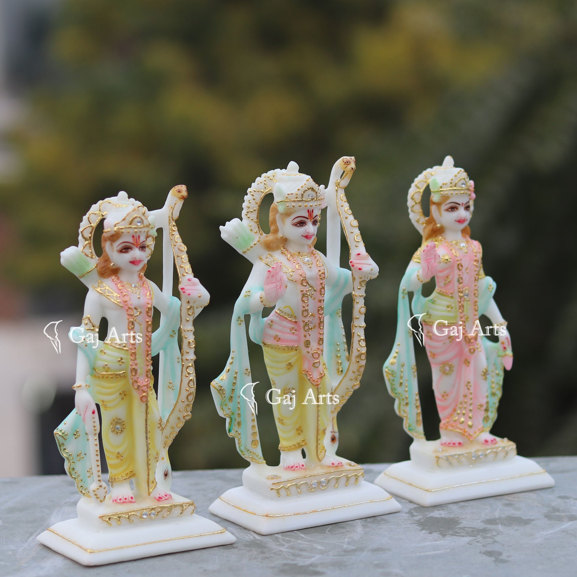 White Marble Ethiopia Ram Jodi Idol | 7 Inch