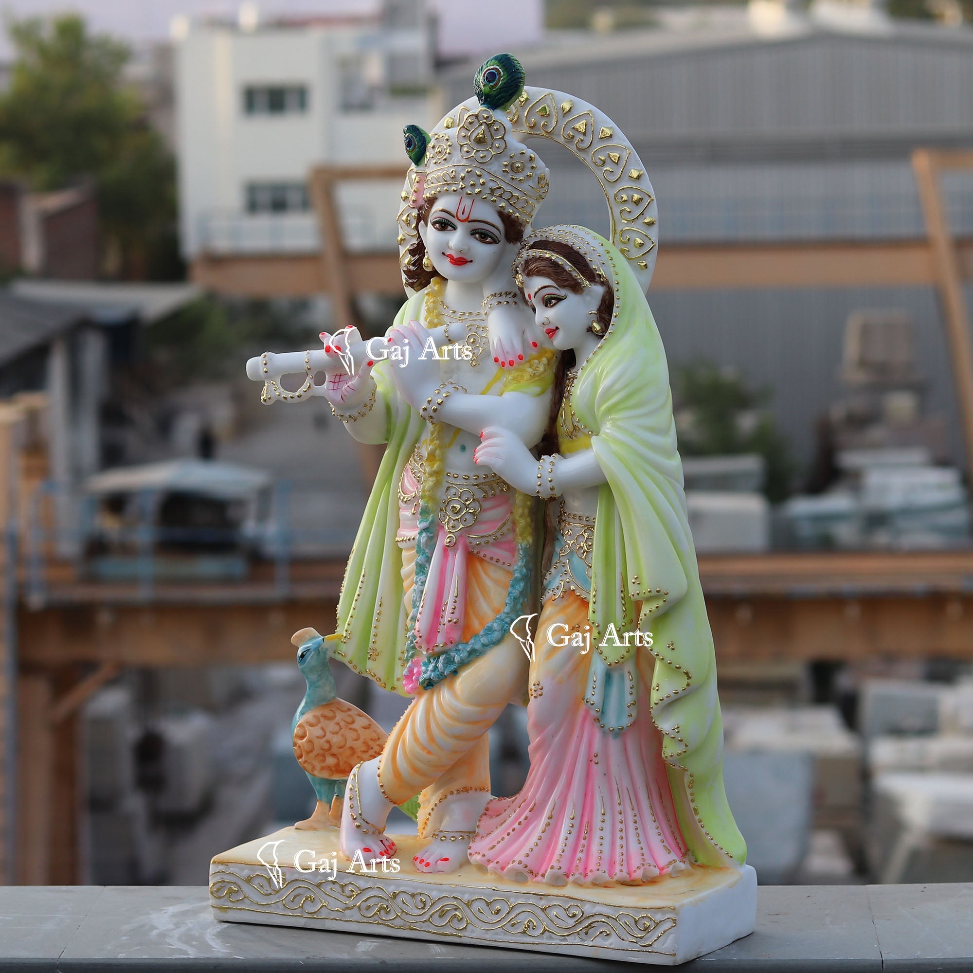 White Marble Ethiopia Radha Krishna Idol | 24 Inch