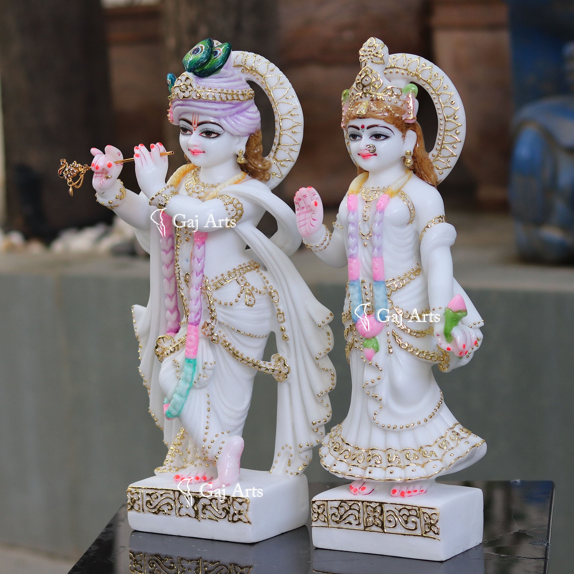 White Marble Ethiopia Radha Krishna Murti | 18 Inch