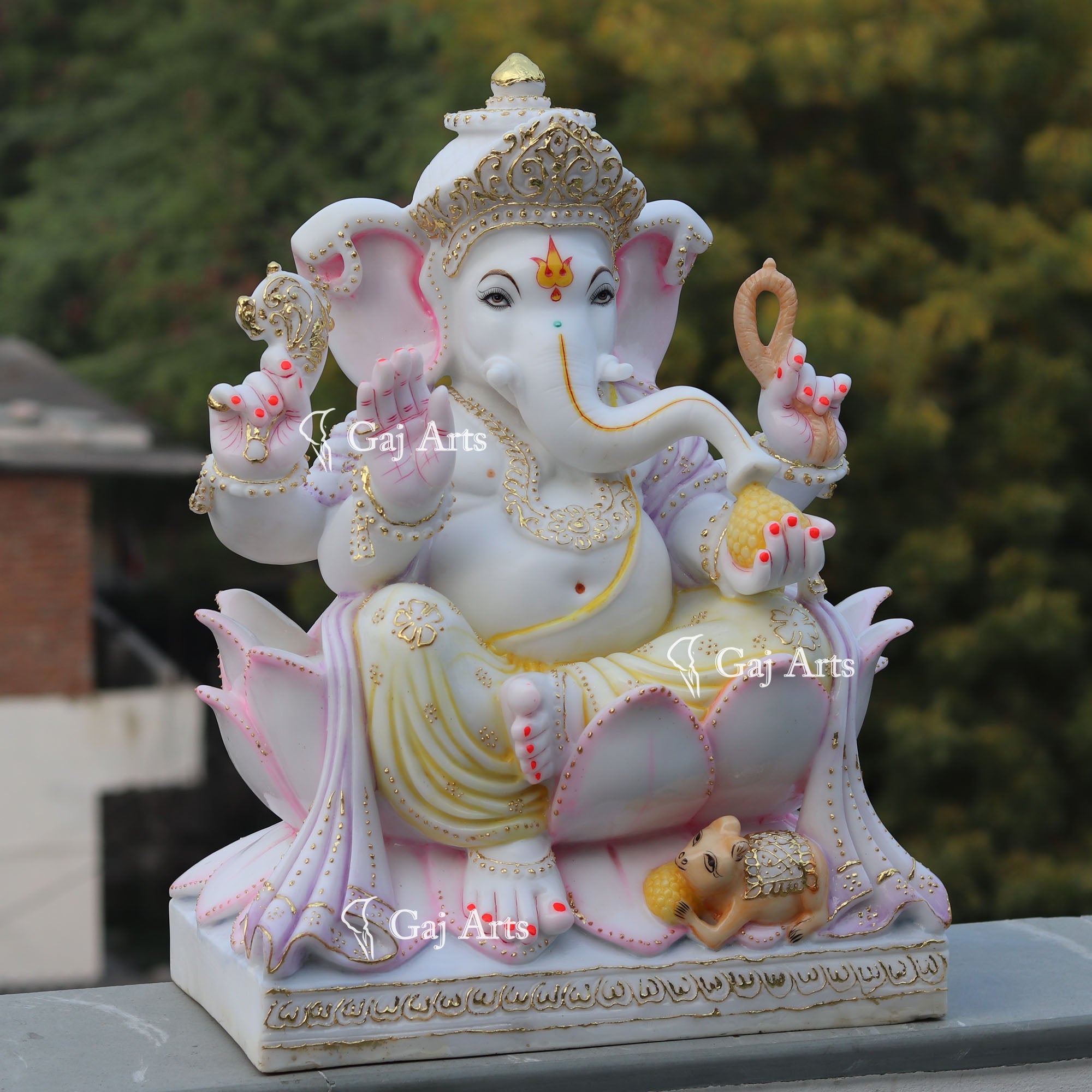 White Marble Ethiopia Ganesh Statue | 24 Inch
