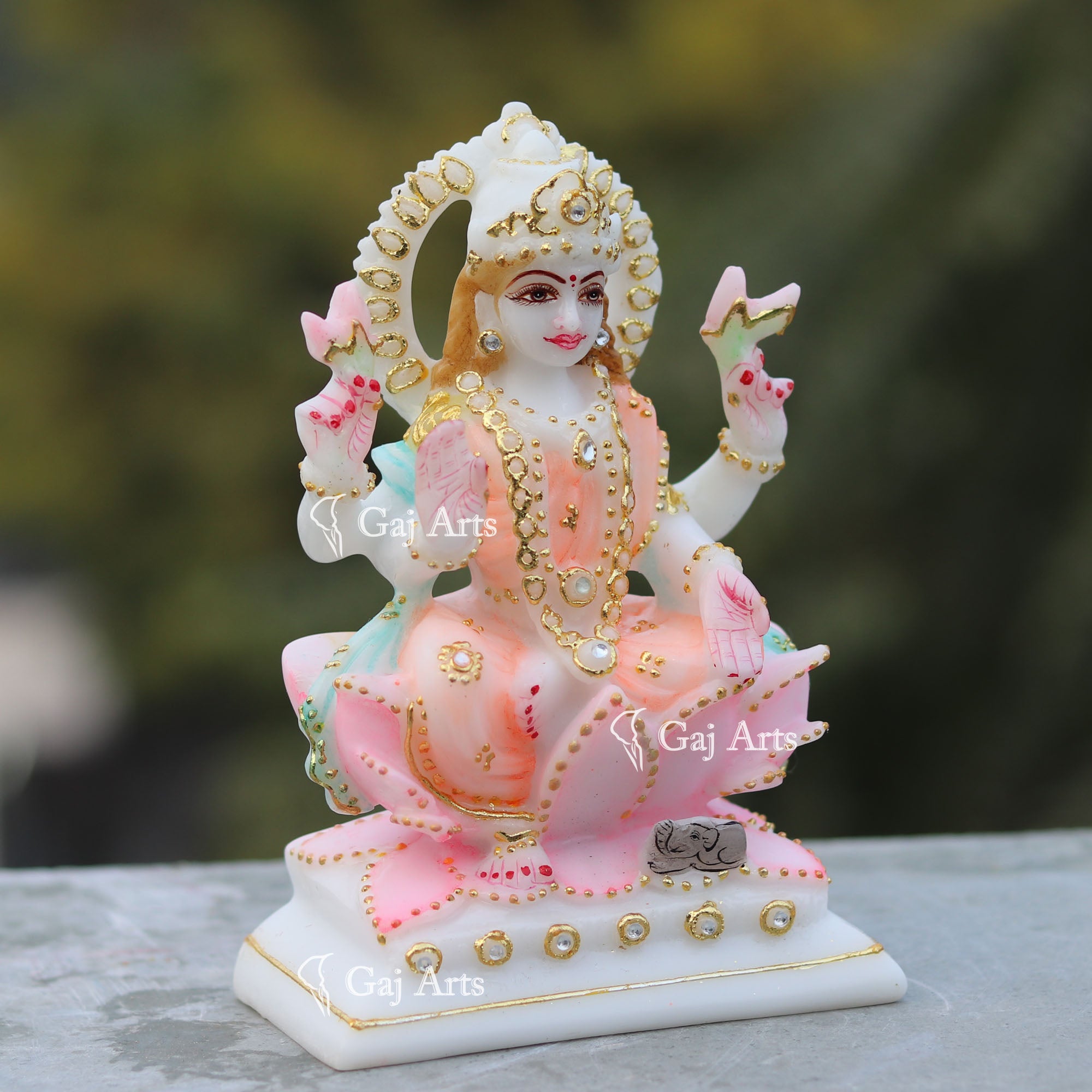 White Marble Lakshmi Mata Idol | 6 Inch