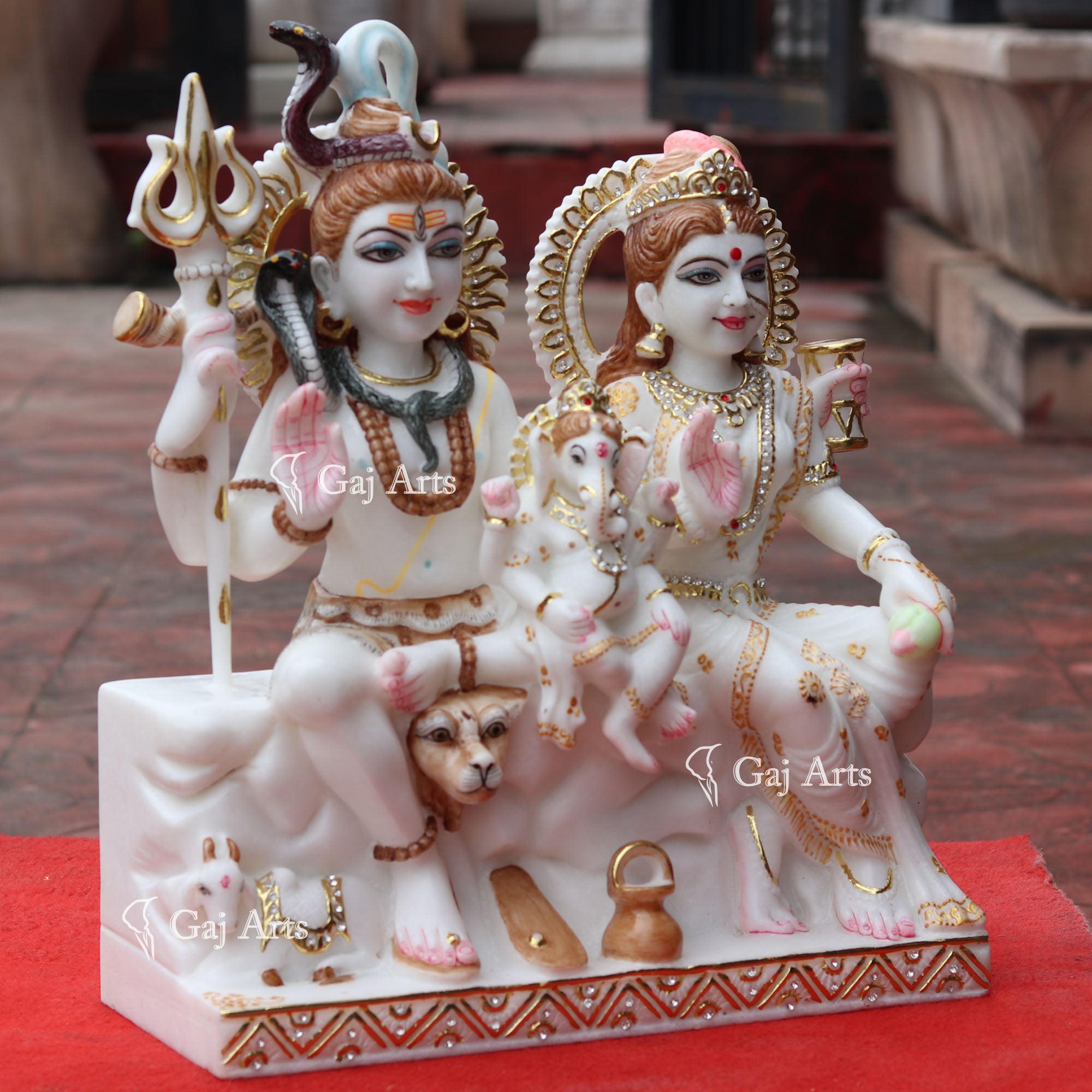 Premium Marble Shiv Parivar Idol | 18 Inch