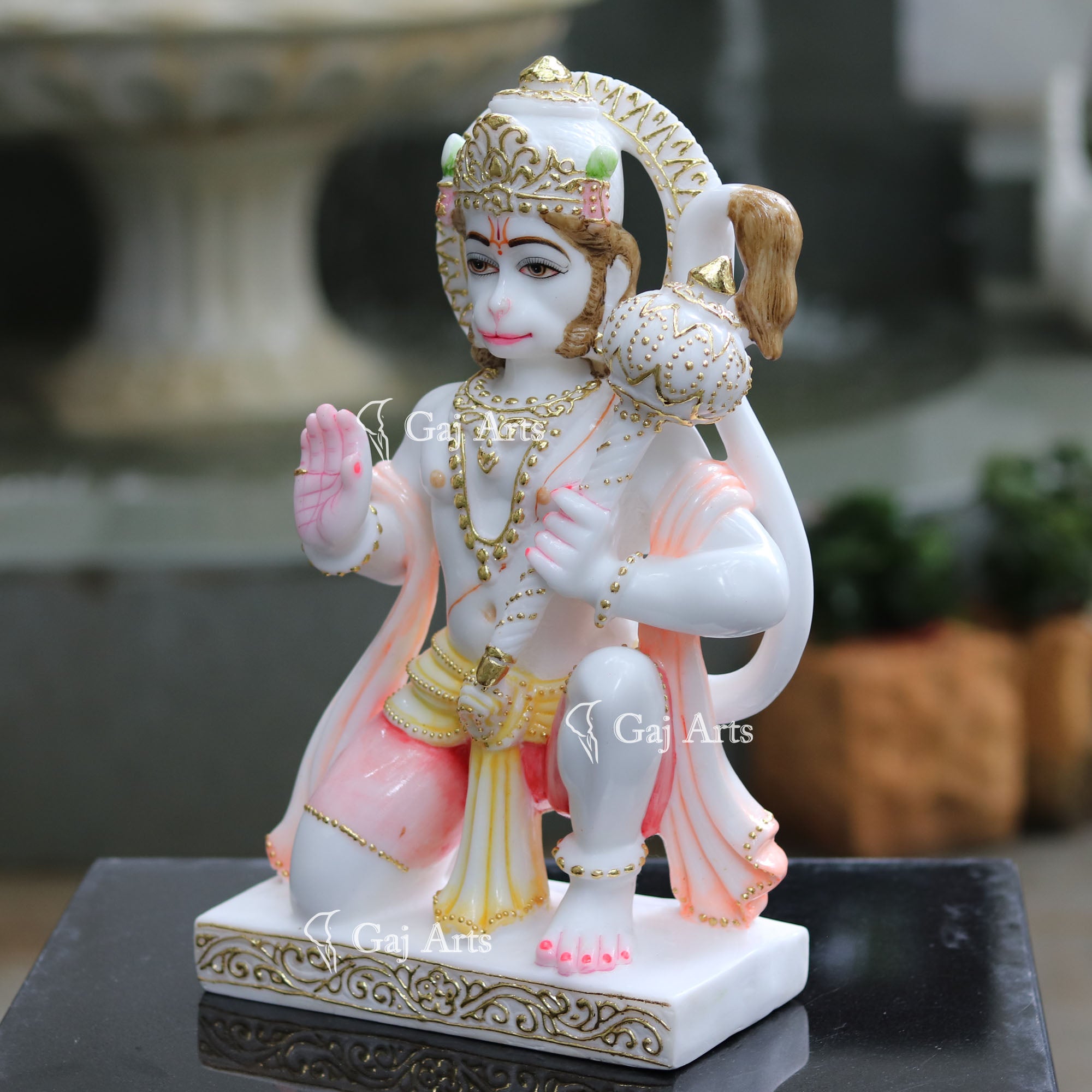 White Ethiopia Marble Hanuman Ji Idol | 15 Inch
