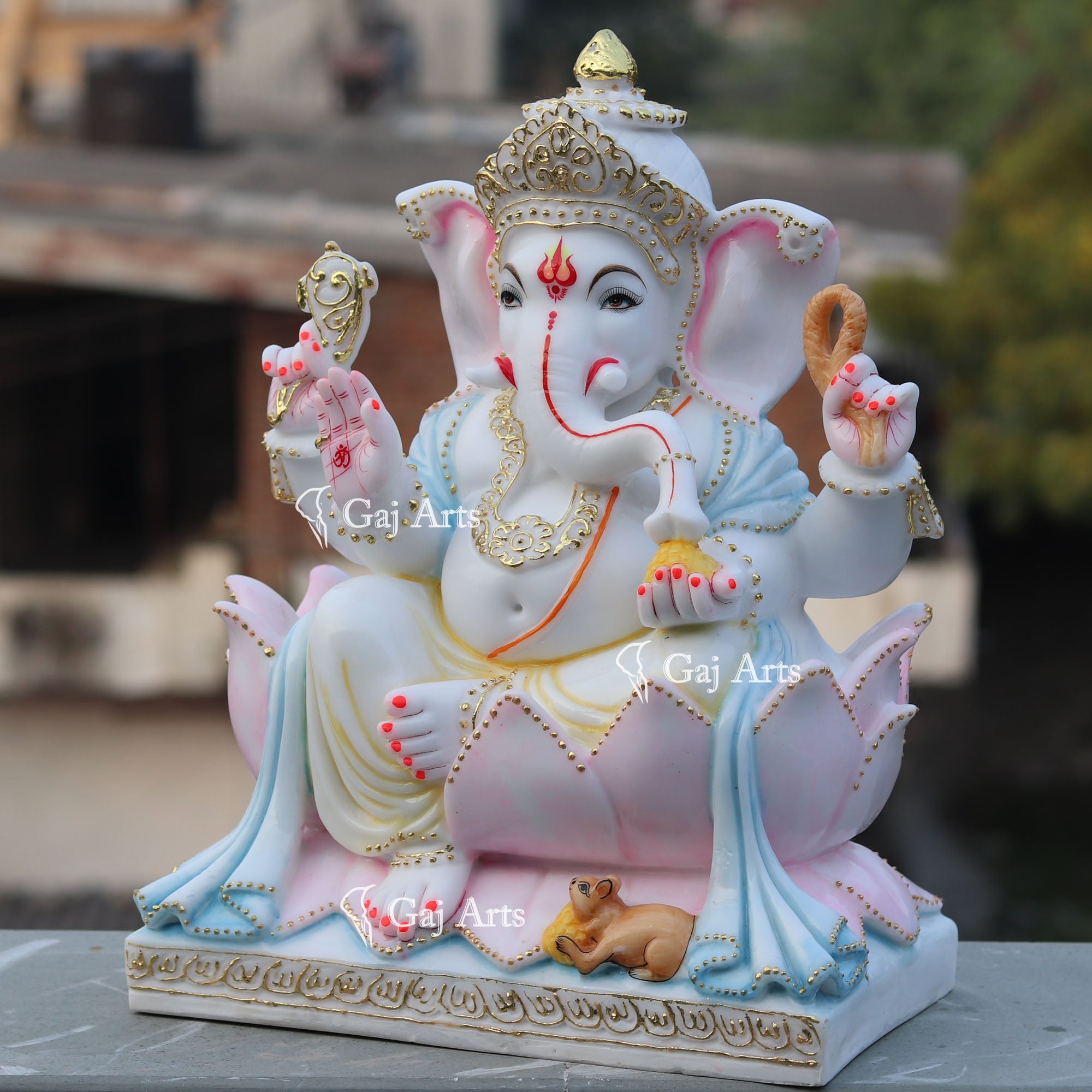 White Marble Ethiopia Ganesh Idol | 18 Inch