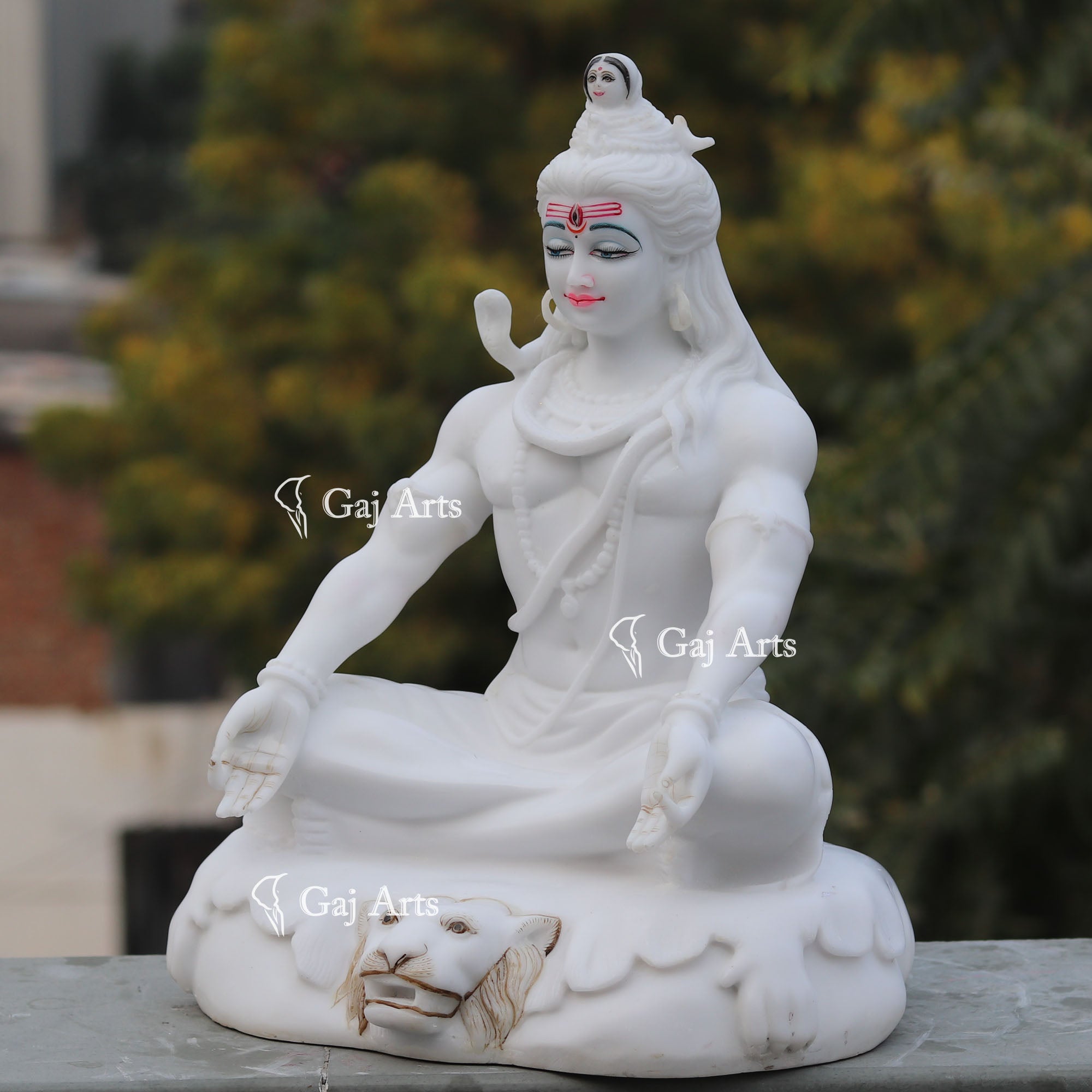 White Marble Ethiopia Shiva Statue | 18 Inch