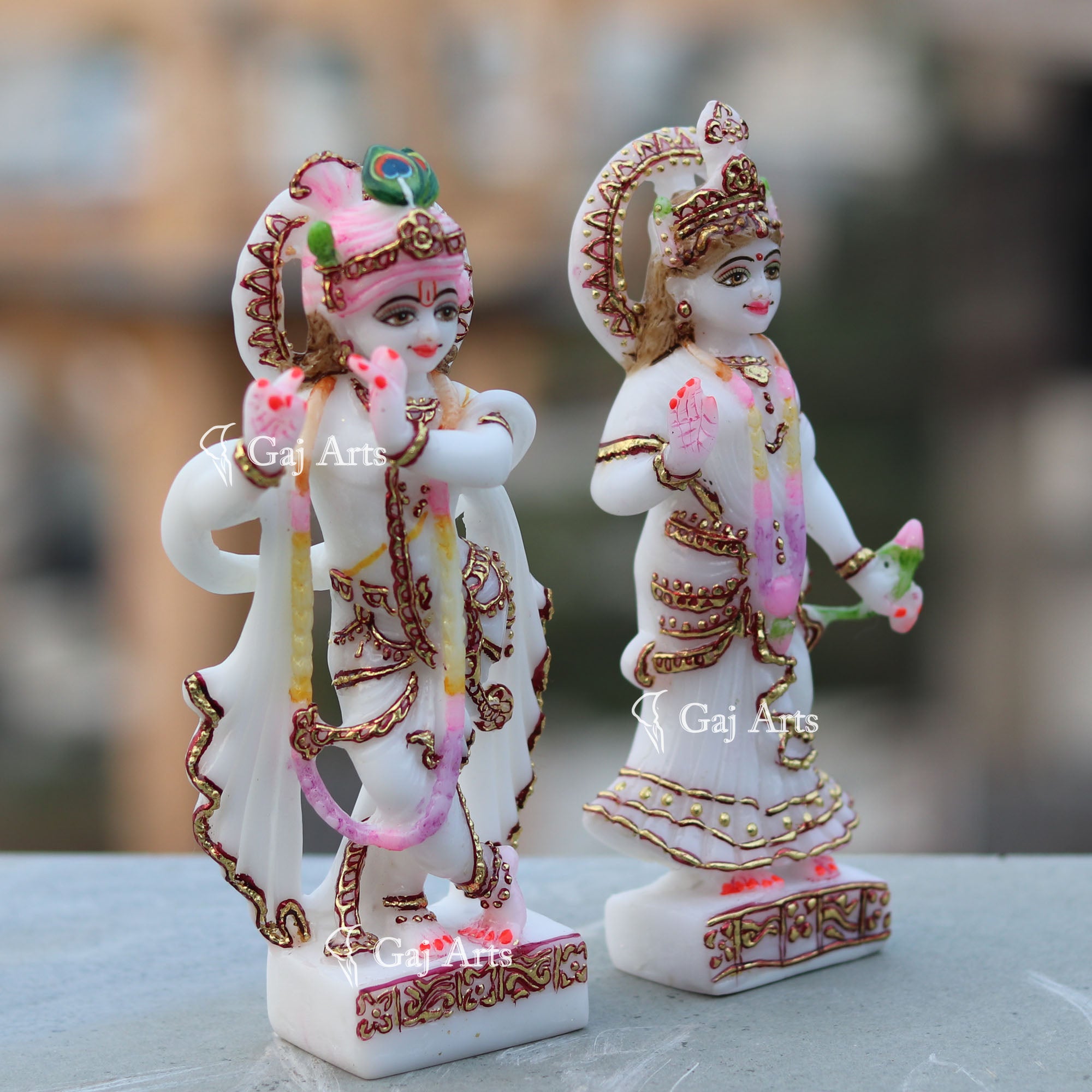 Standing Marble Radha Krishna Statue | 7 Inch
