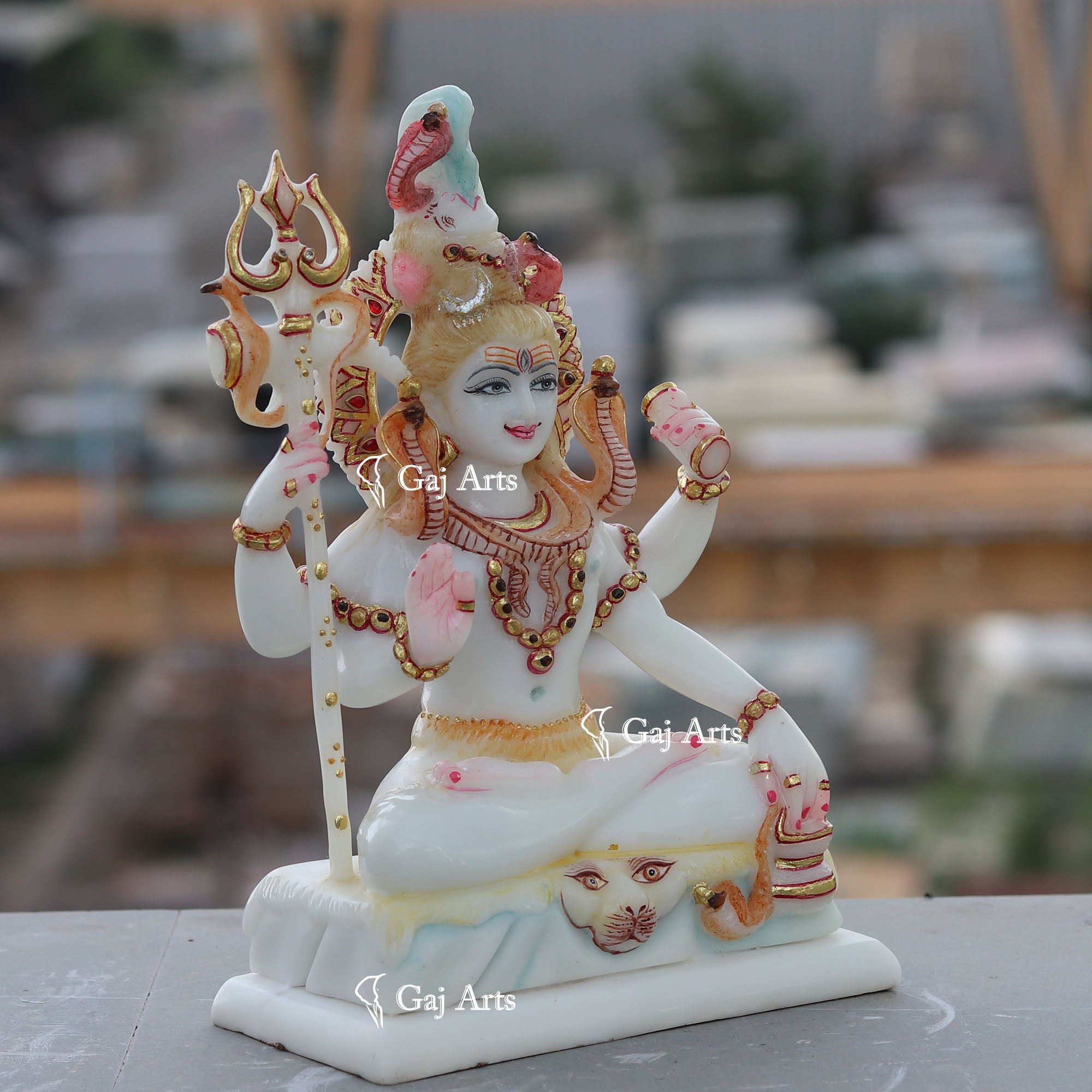White Ethiopia  Marble Lord Shiva Statue | 10 Inch