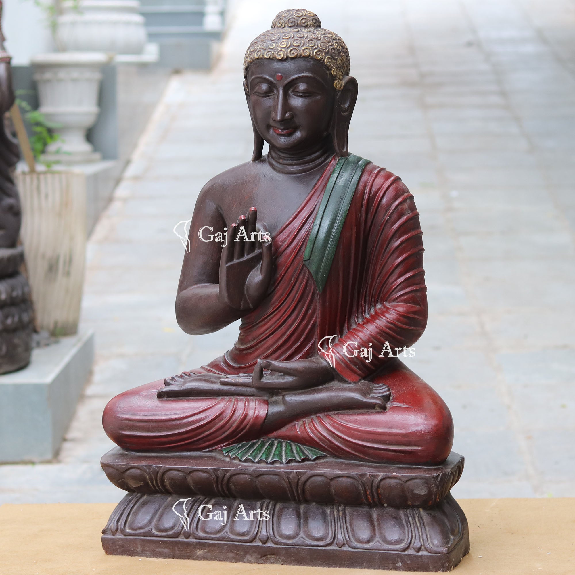 Sandstone Sitting Buddha Statue | 36 Inch