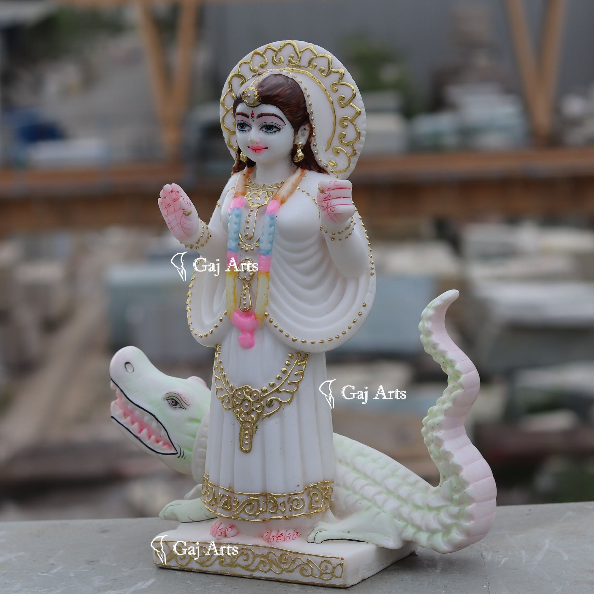 White Marble Ethiopia Khodiyar Maa Idol | 15 Inch