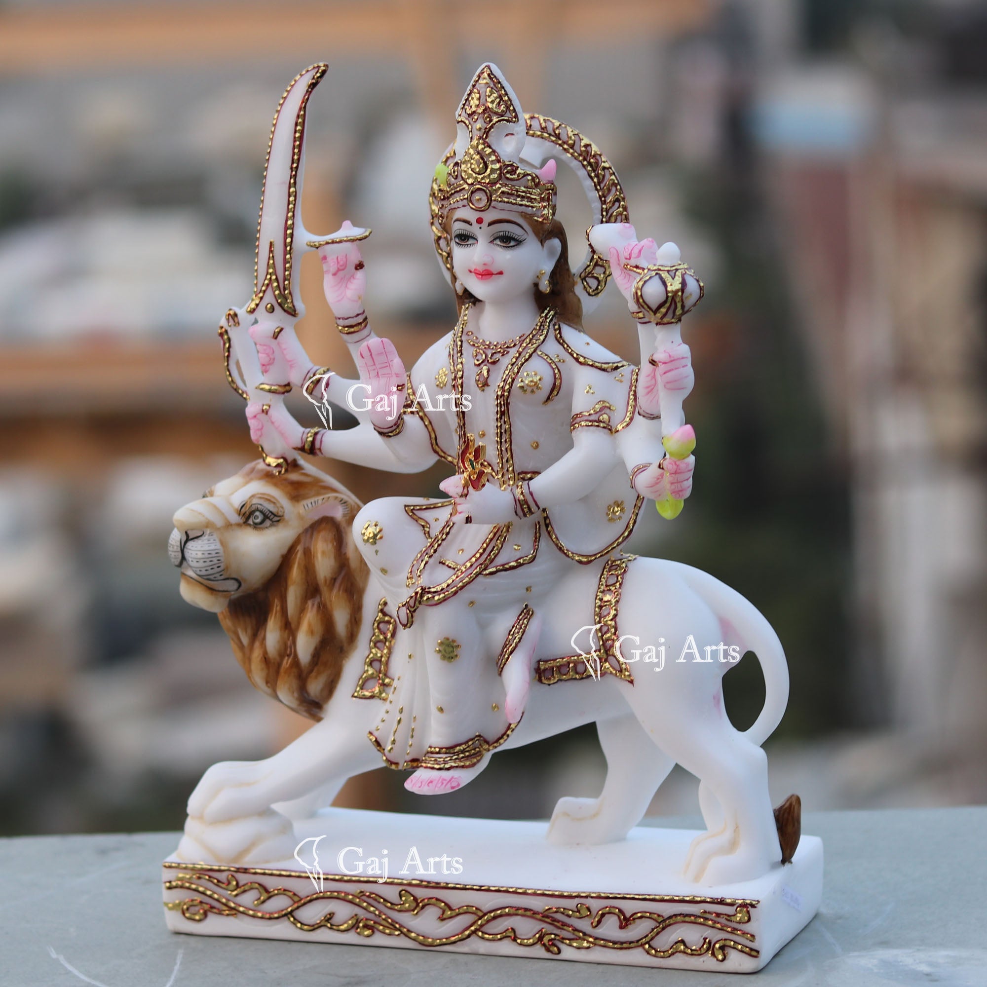 White Marble Durga Maa Idol | 12 Inch