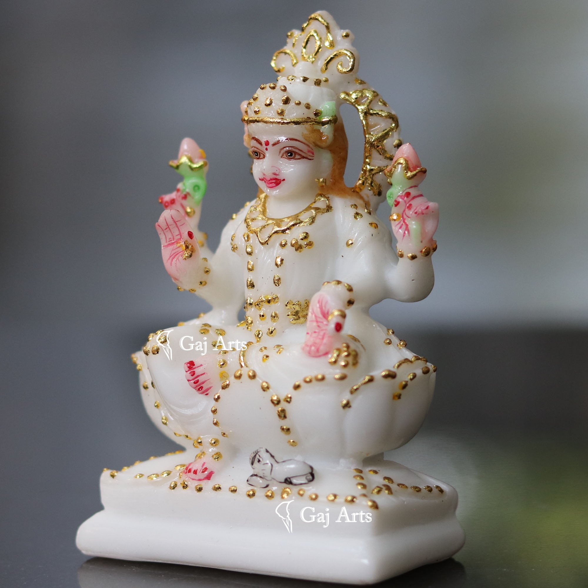 White Marble Lakshmi Mata Idol | 4 Inch