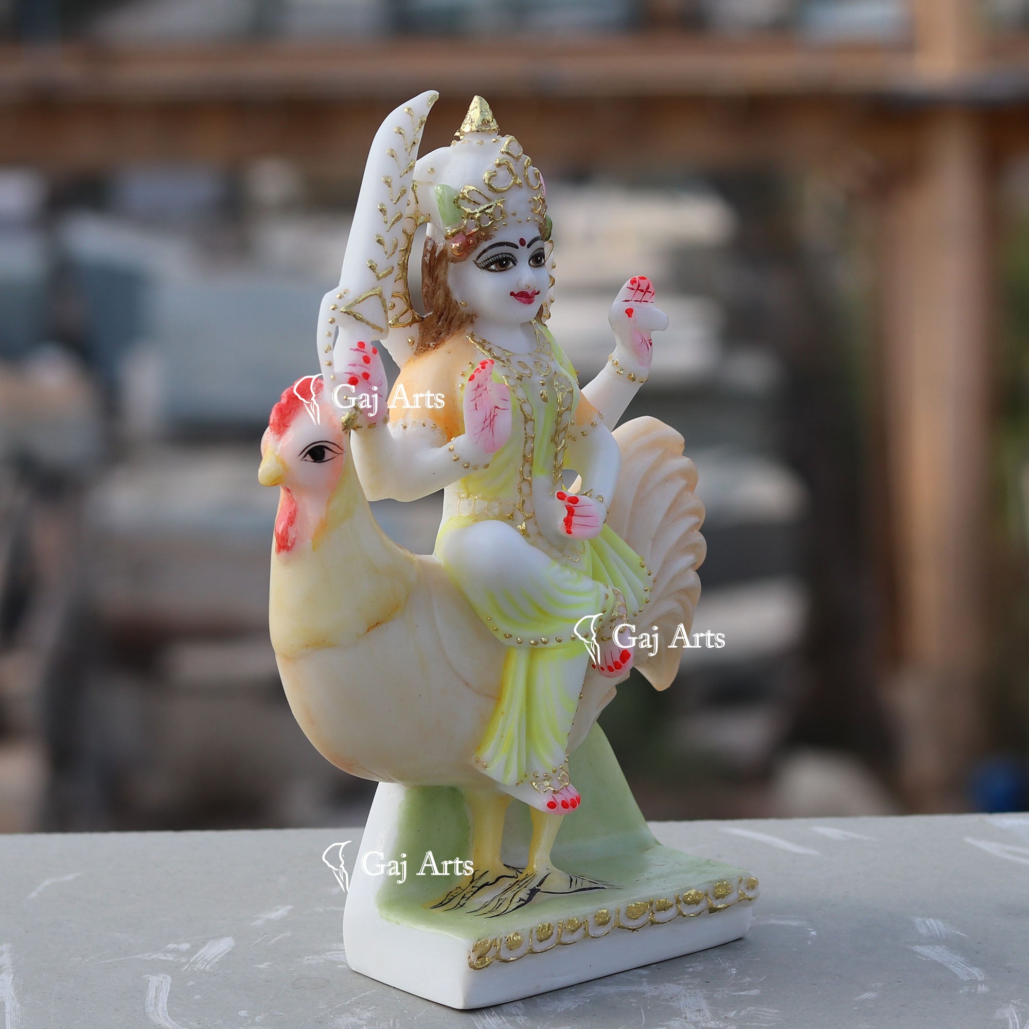 White Marble Bahu Charni Mata Idol | 9 Inch