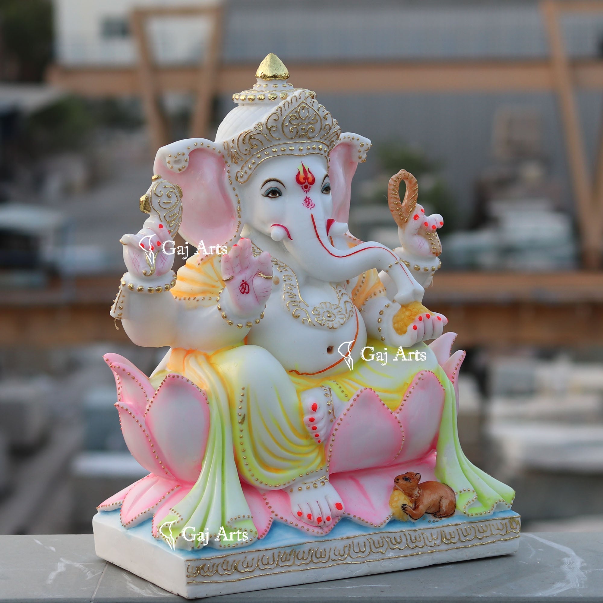 White Marble Ethiopia Ganesh Idol | 18 Inch