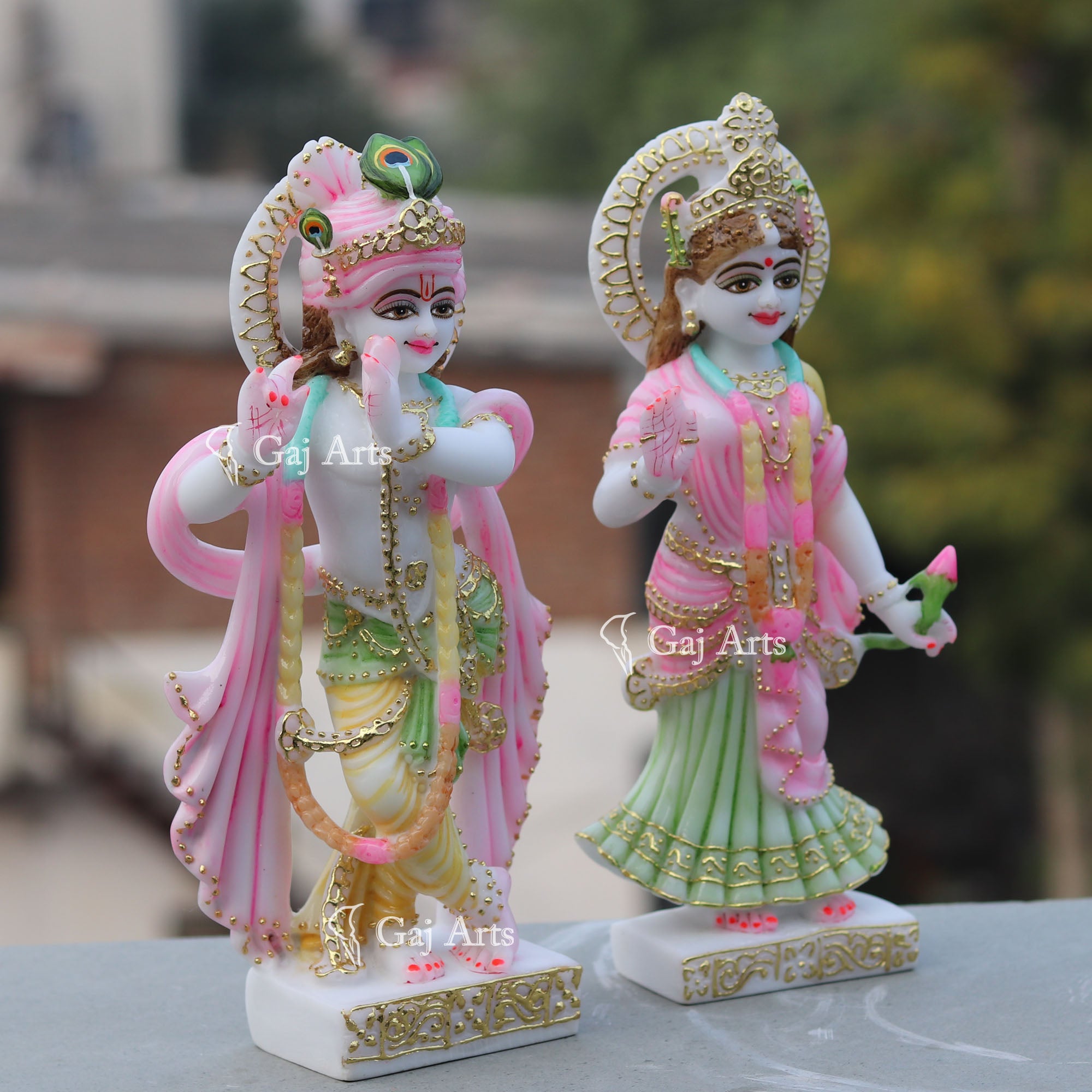 White Marble Radha Krishna Idol | 12 Inch