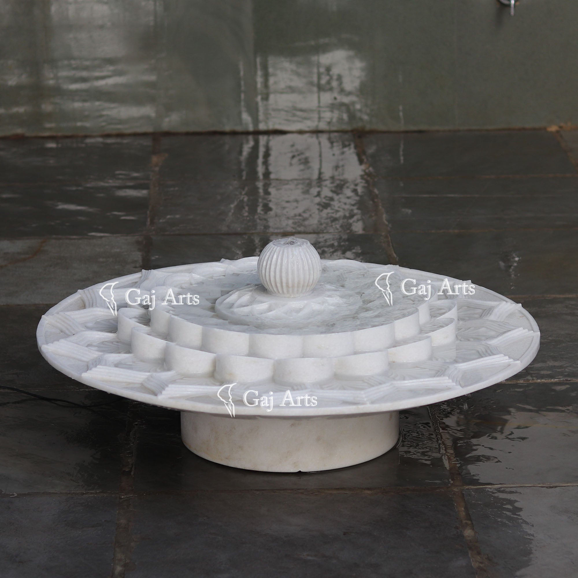 White Marble Tiered Floral Fountain | 36 Inch