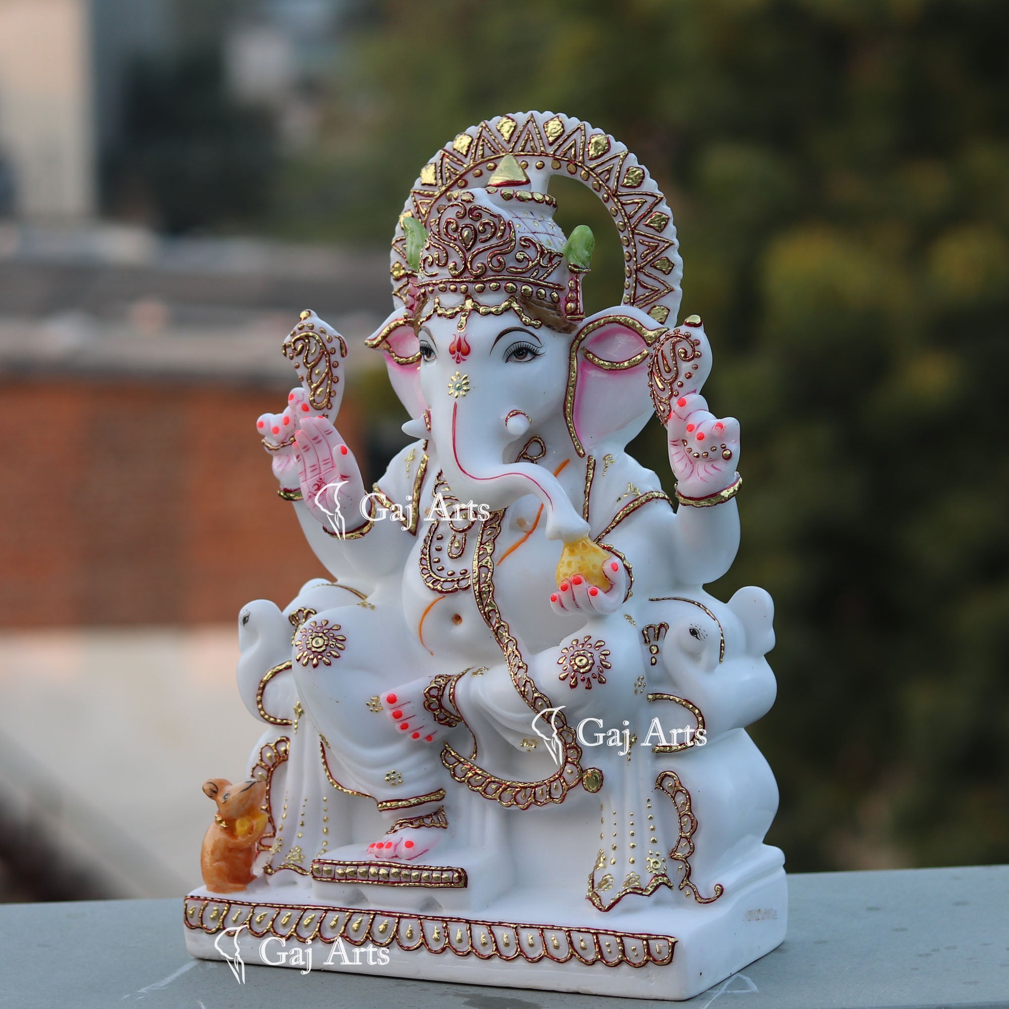 White Marble Ethiopia Ganesh Idol | 15 Inch
