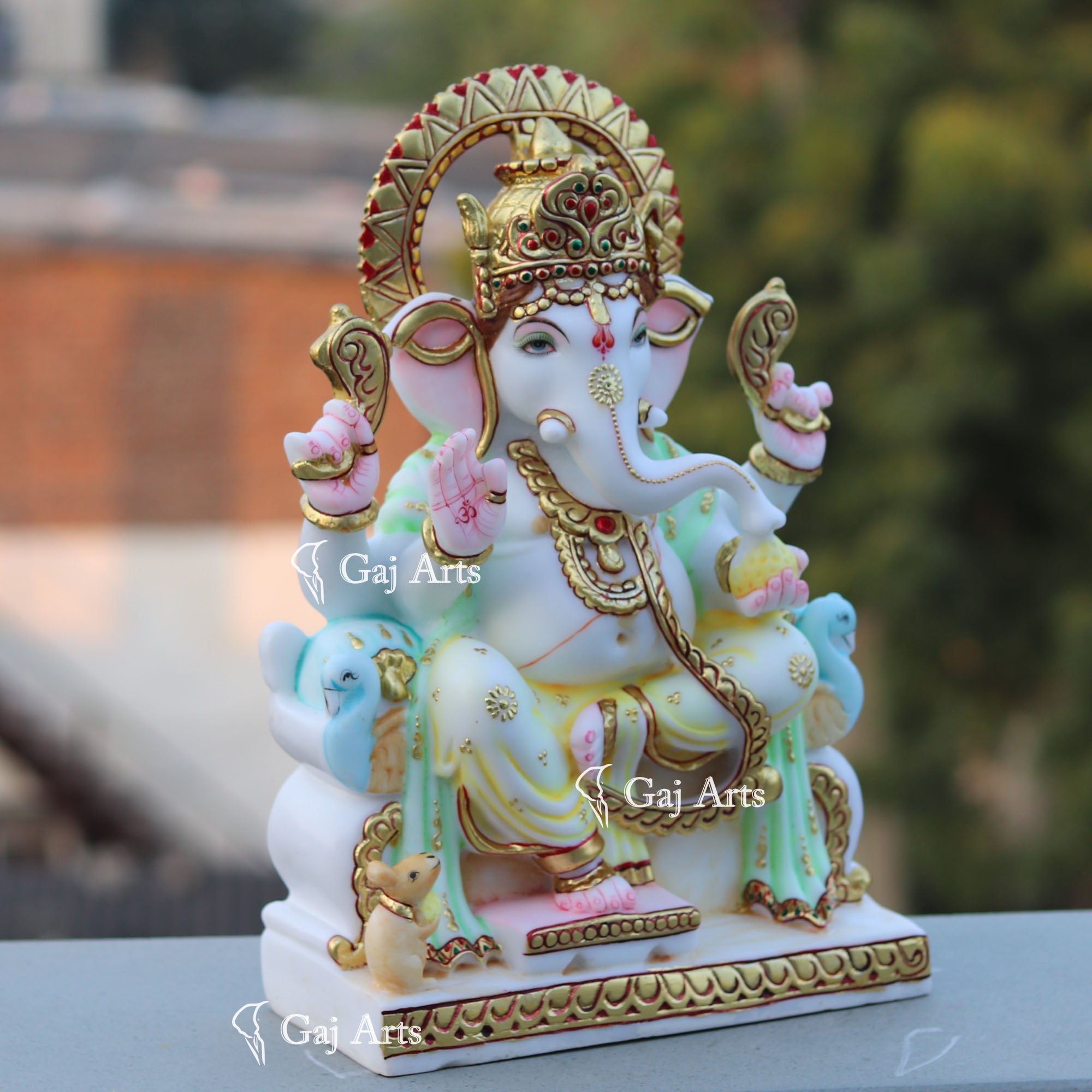 White Marble Ethiopia Ganesh Idol | 15 Inch