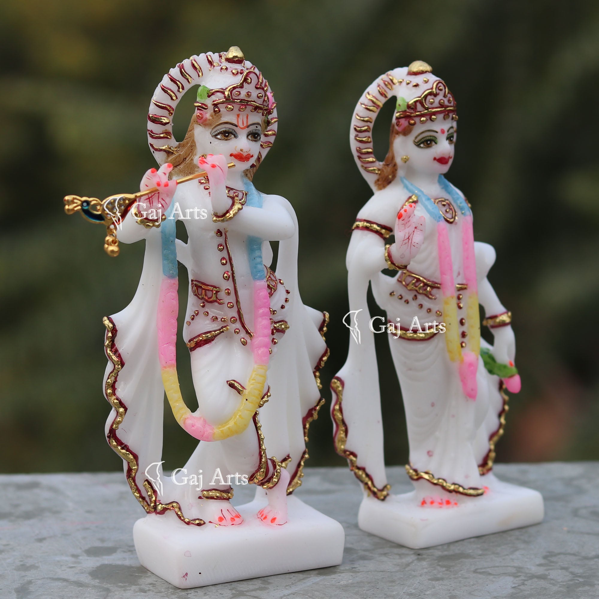 Divine Radha Krishna Idol | 7 Inch | White Marble